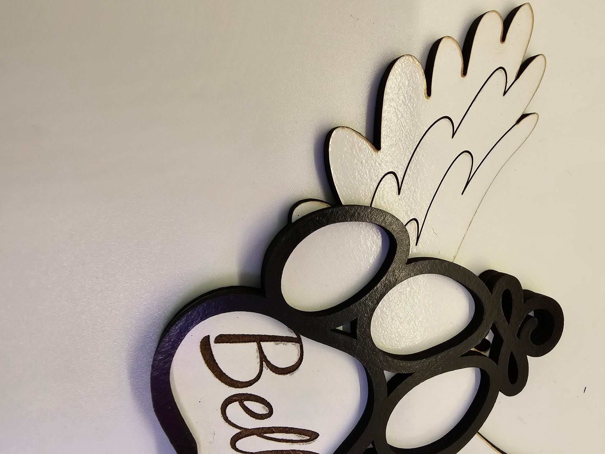 Personalized Pet Memorial Ornament: Engraved Wood Paw Print with Wings