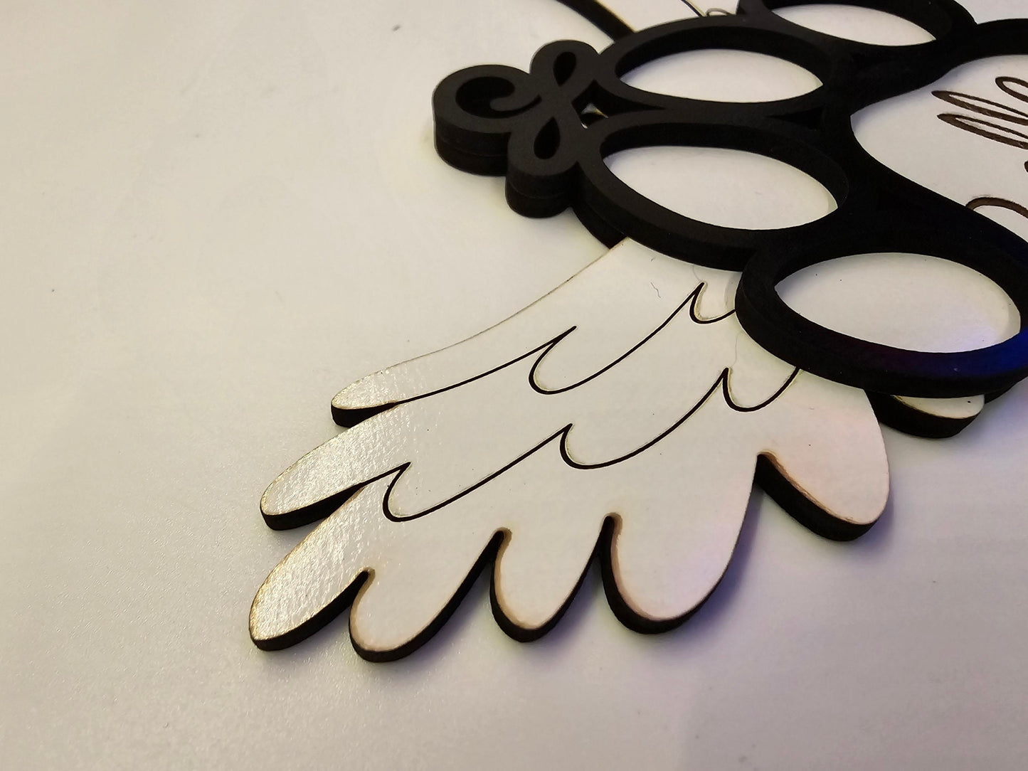 Personalized Pet Memorial Ornament: Engraved Wood Paw Print with Wings
