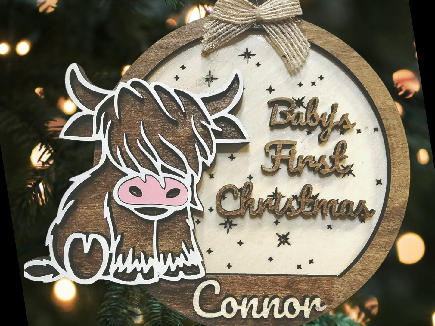 Baby's First Christmas Highland Cow Ornament: Personalized Holiday Decor