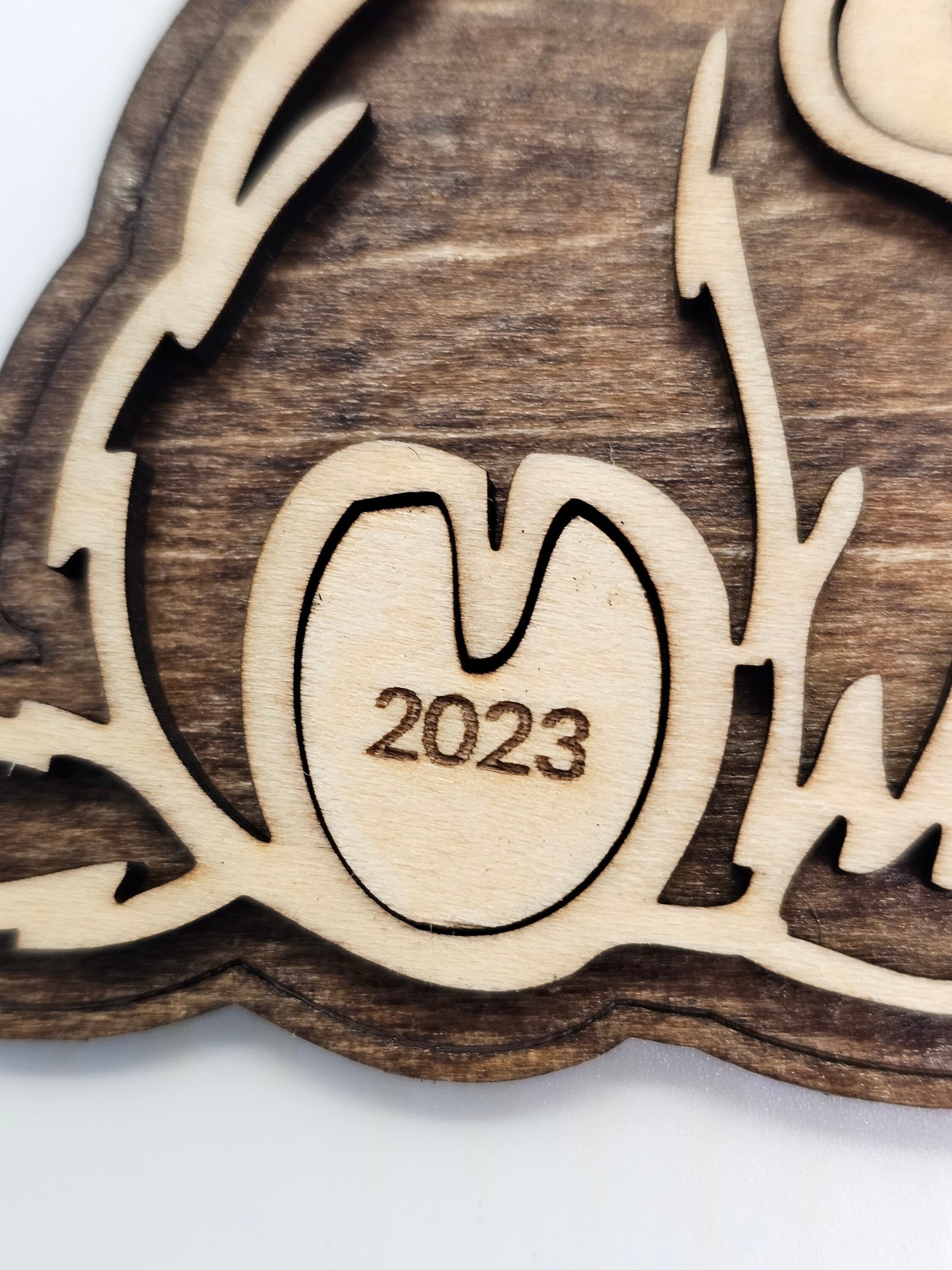 Personalized Highland Cow Wooden Ornament: Farmhouse Christmas Decor