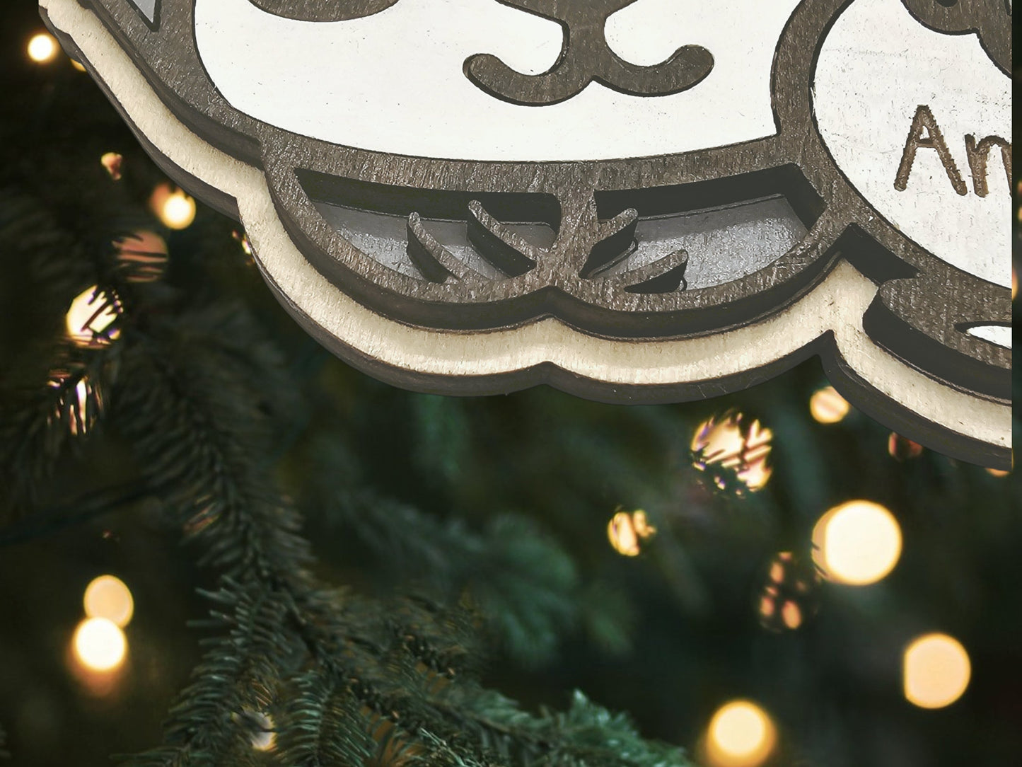 Personalized wolf ornament, Handcrafted Wood Christmas Decor, Wildlife Theme, Holiday Gift