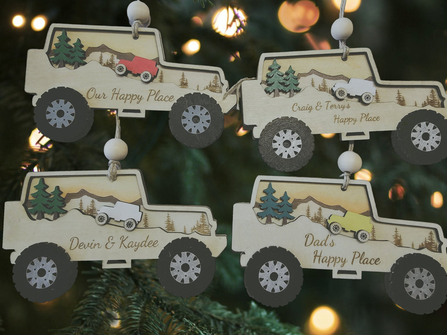 Personalized Off Road Vehicle Ornament, Hand Painted Sunset Stars Design, Christmas Decor