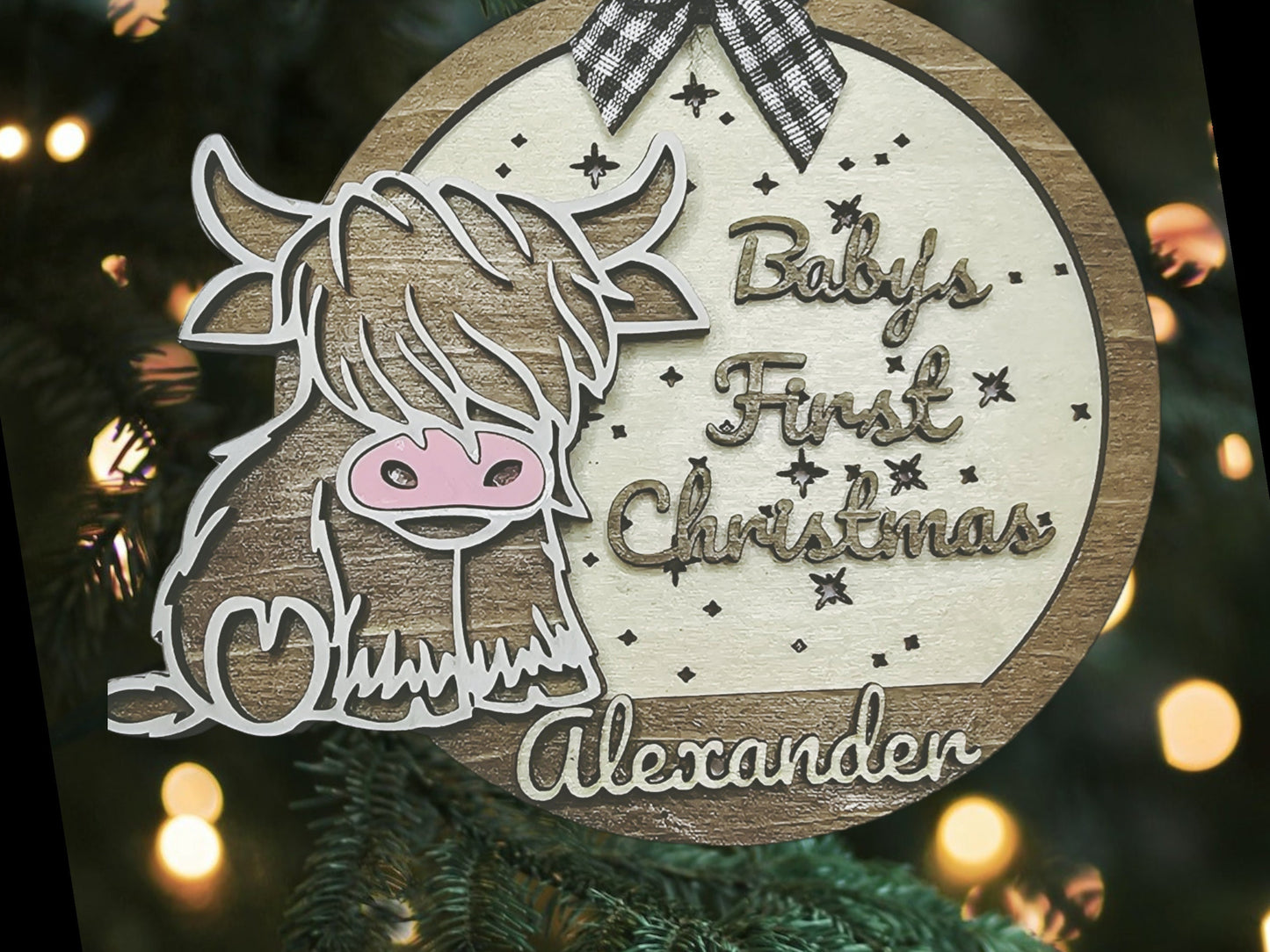 Baby's First Christmas Highland Cow Ornament: Personalized Holiday Decor