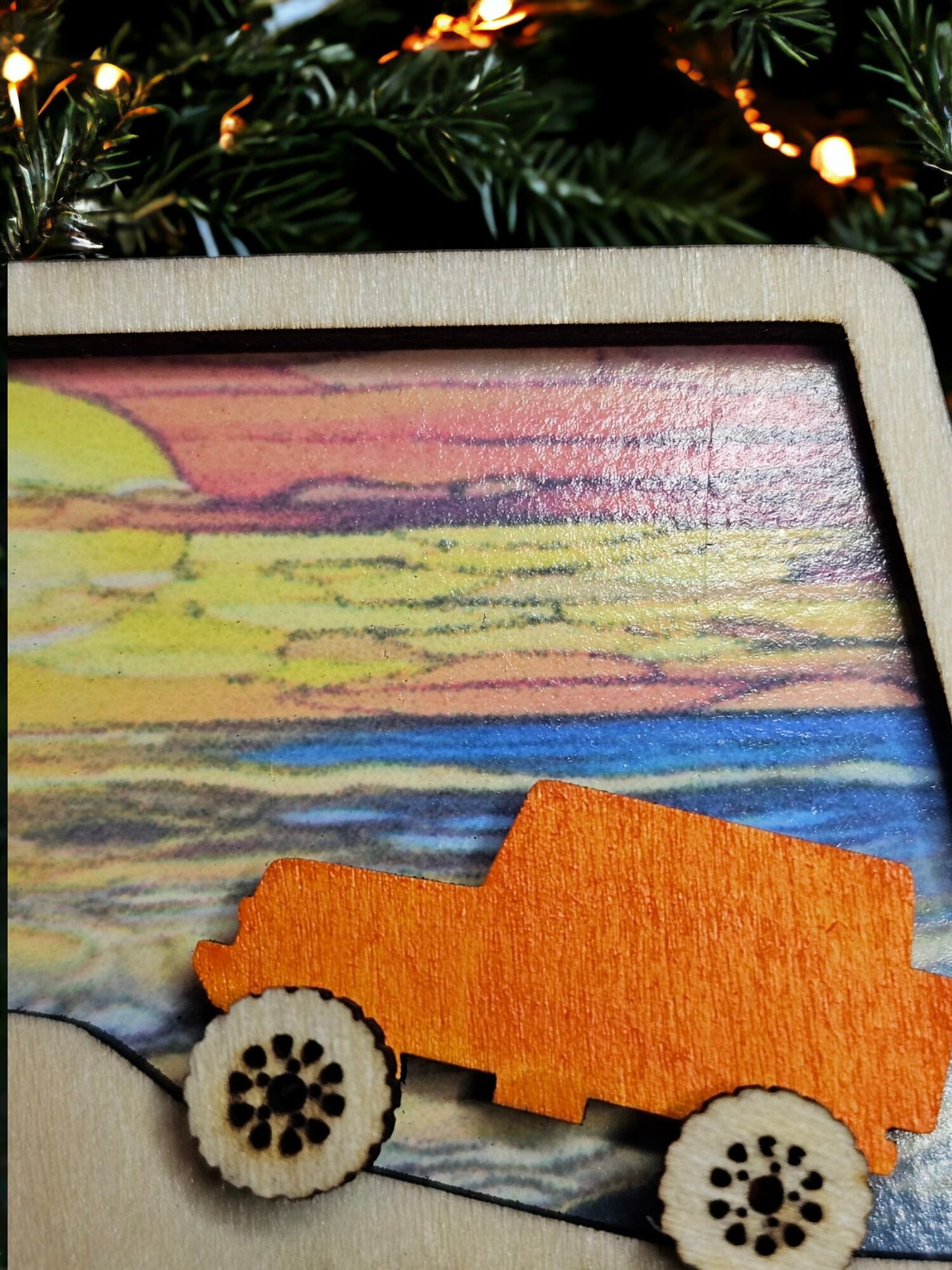 Off Road Vehicle Ornament, Personalized with Beach Scene, Christmas Decor