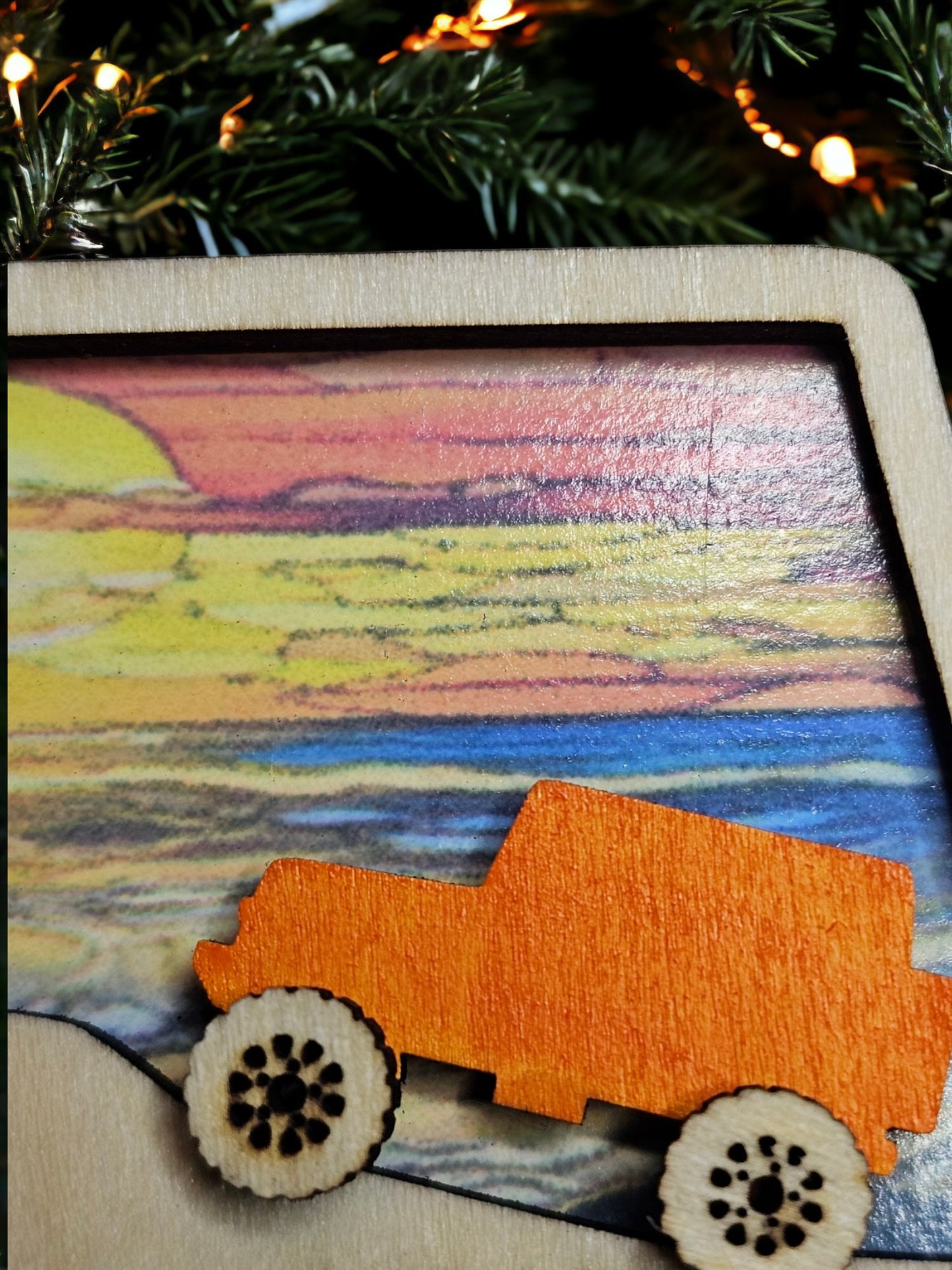 Off Road Vehicle Ornament, Personalized with Beach Scene, Christmas Decor