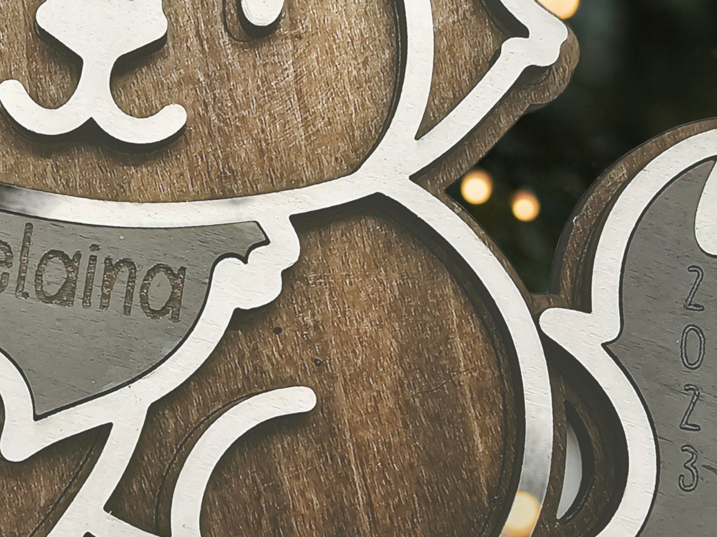 Personalized Wolf Ornament: Handcrafted Wood Christmas Decor
