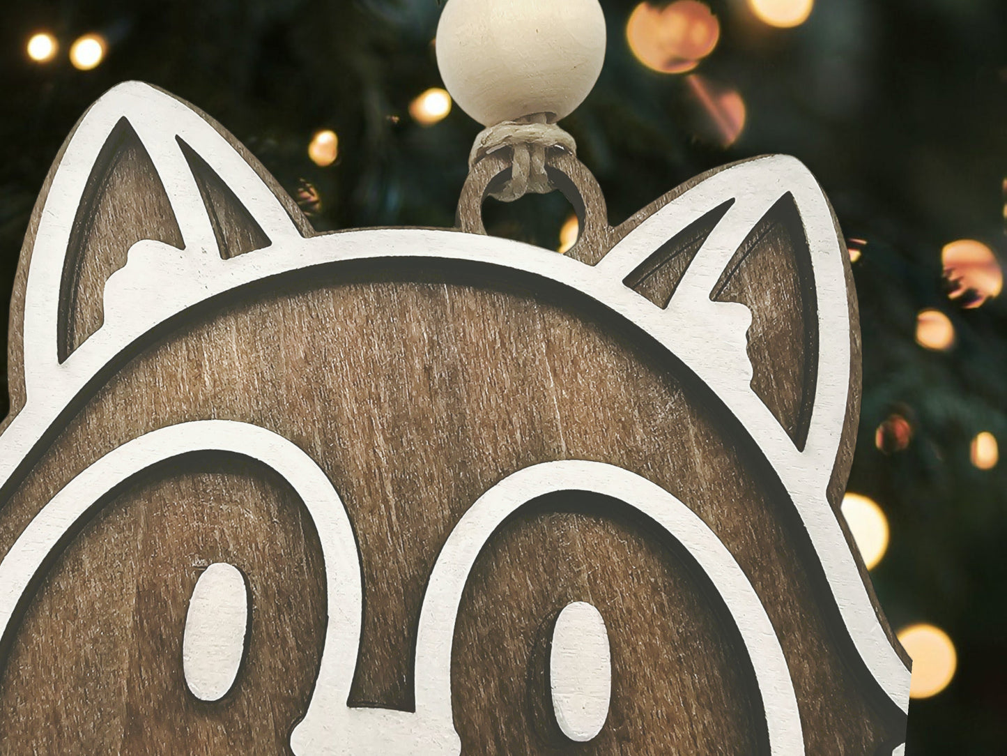Personalized Wolf Ornament: Handcrafted Wood Christmas Decor