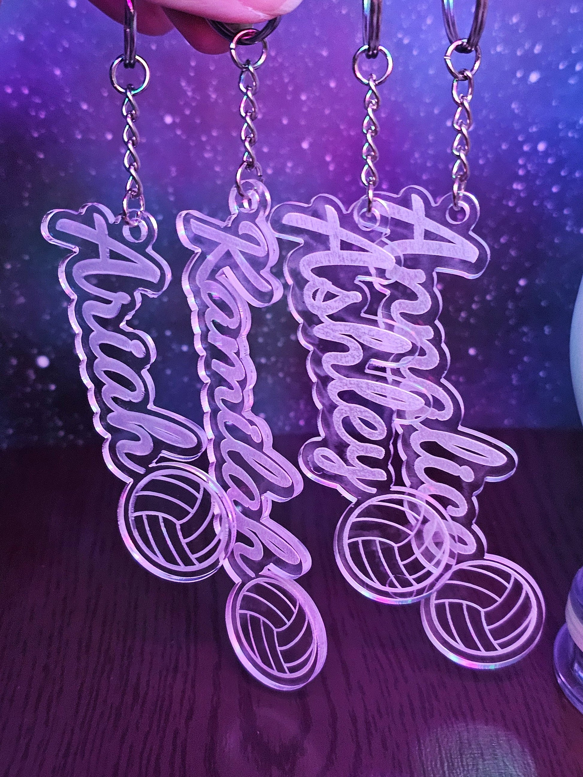 Personalized Volleyball Keychain: Custom Name Sports Keyring