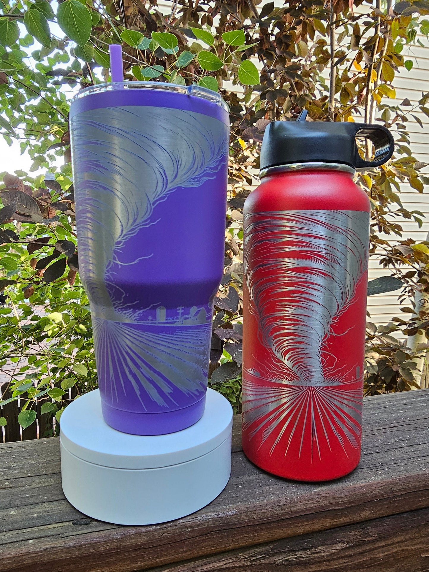 Weather Enthusiast Tumbler - Tornado Engraved Cup for Storm Chasers, 32, 30 or 16 ounce Stainless Steel Hydro Water Bottle