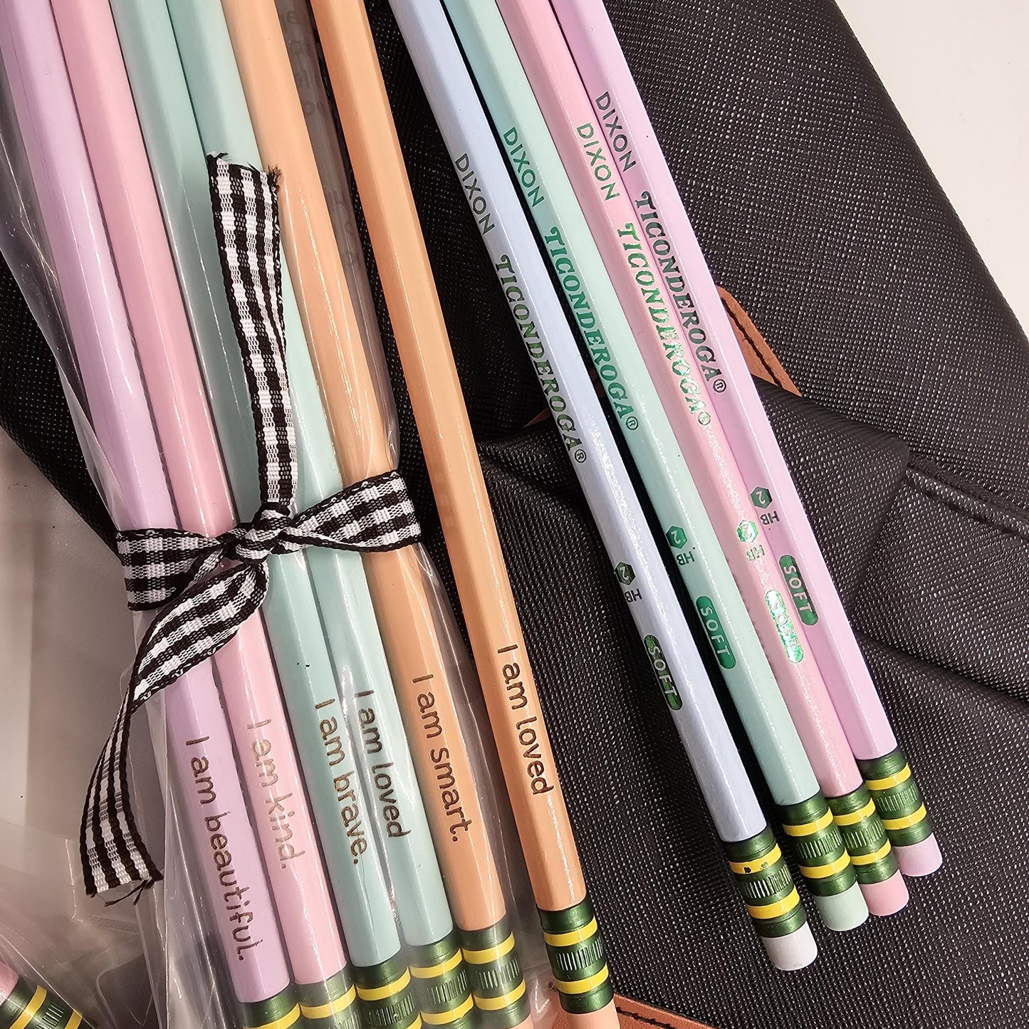 Engraved Affirmation Pencils | Yellow & Pastel Motivational Ticonderoga Pencils | Positive Quotes | Inspirational Gifts | School Supplies