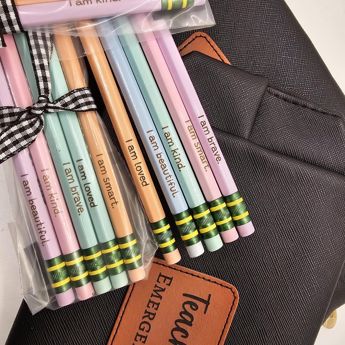 Engraved Affirmation Pencils | Yellow & Pastel Motivational Ticonderoga Pencils | Positive Quotes | Inspirational Gifts | School Supplies