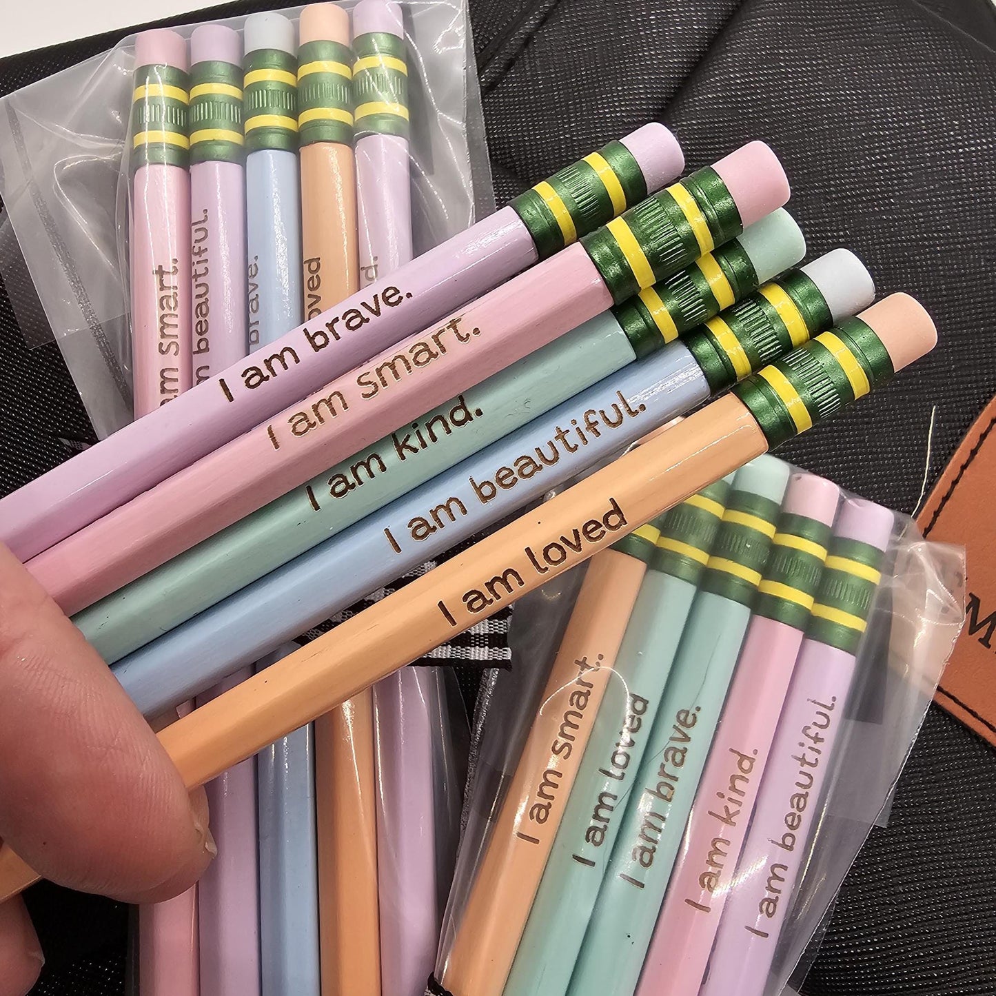 Engraved Affirmation Pencils | Yellow & Pastel Motivational Ticonderoga Pencils | Positive Quotes | Inspirational Gifts | School Supplies