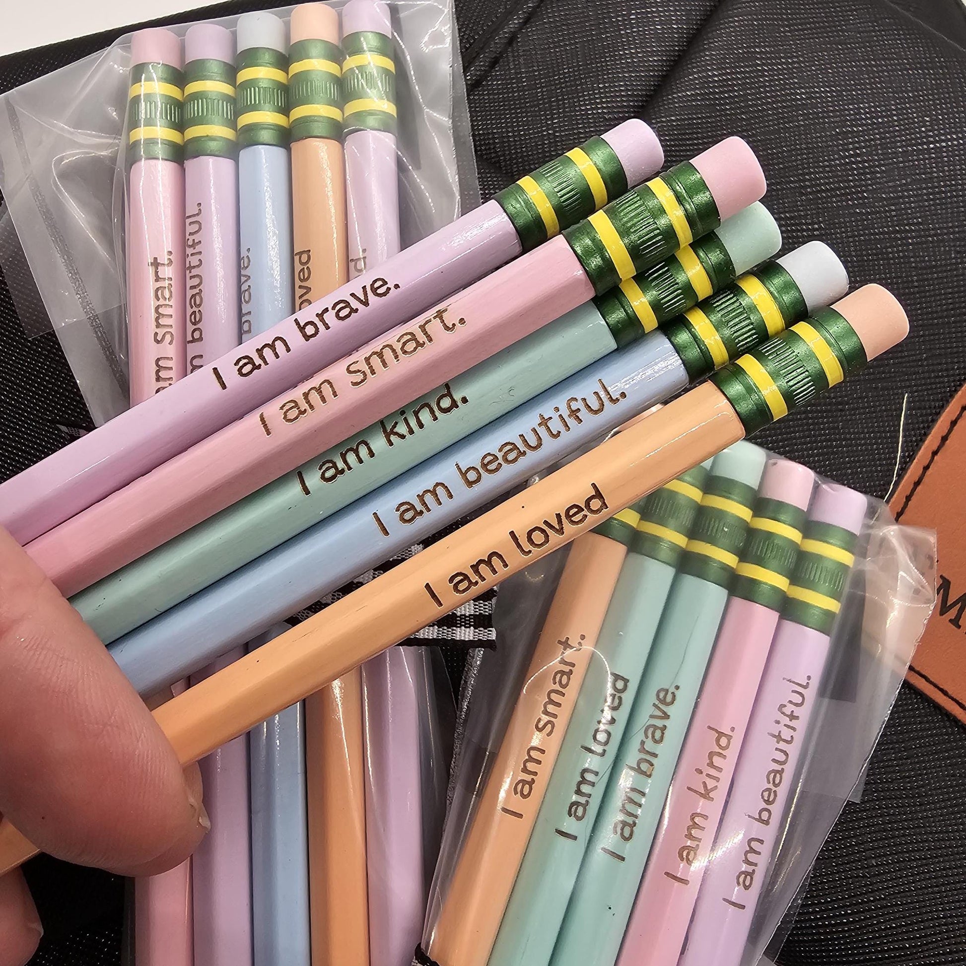 Engraved Affirmation Pencils | Yellow & Pastel Motivational Ticonderoga Pencils | Positive Quotes | Inspirational Gifts | School Supplies