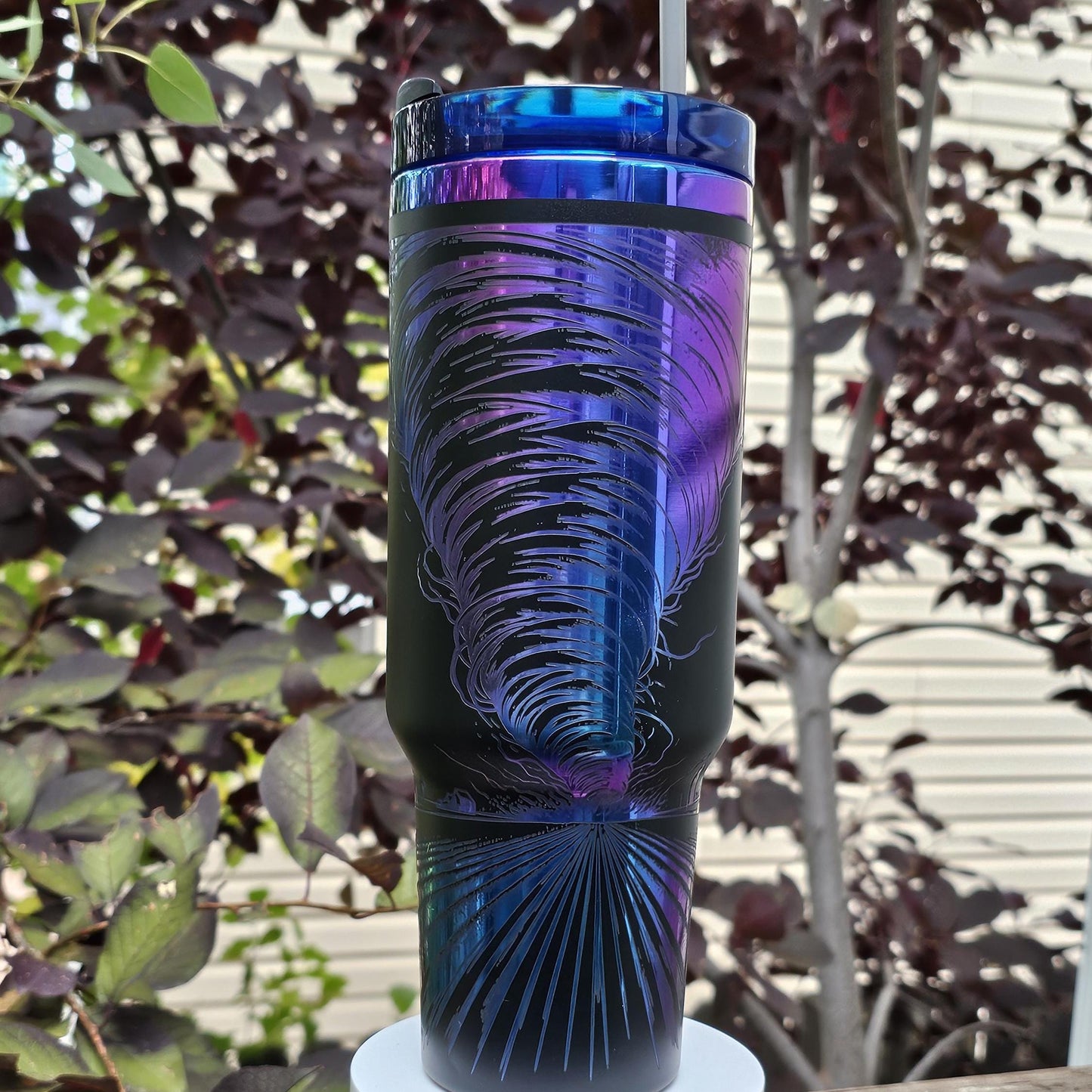 Weather Enthusiast Tumbler - Tornado Engraved Cup for Storm Chasers, 40 oz Stainless Steel Water Bottle with handle, meteorology gift