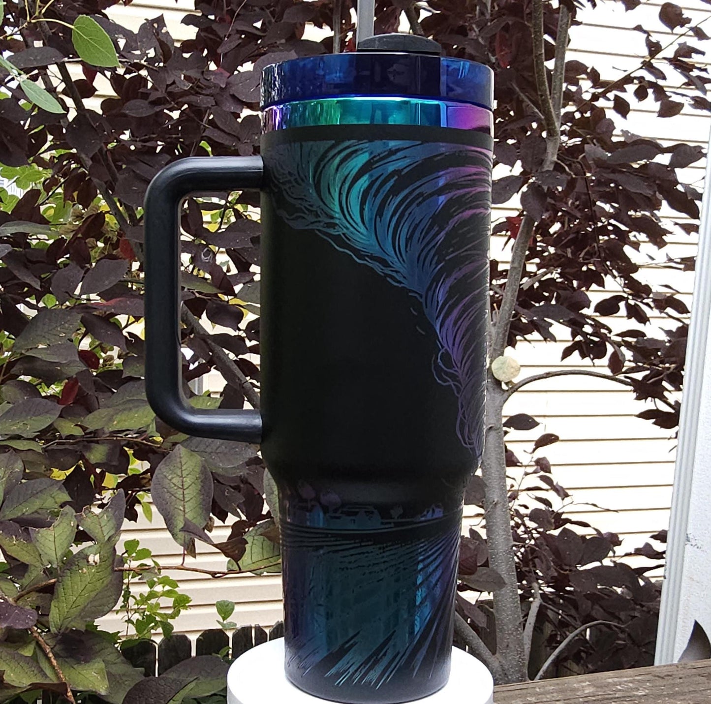 Weather Enthusiast Tumbler - Tornado Engraved Cup for Storm Chasers, 40 oz Stainless Steel Water Bottle with handle, meteorology gift