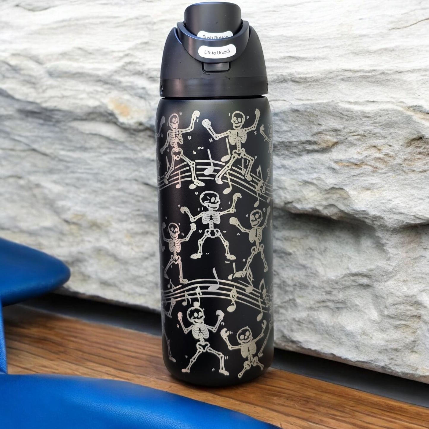 Dancing Skeleton Halloween Owala Bottle, Spooky Water Bottle, Skeleton Party Favor, Halloween Drinkware Gift, 24 and 32 oz Owala