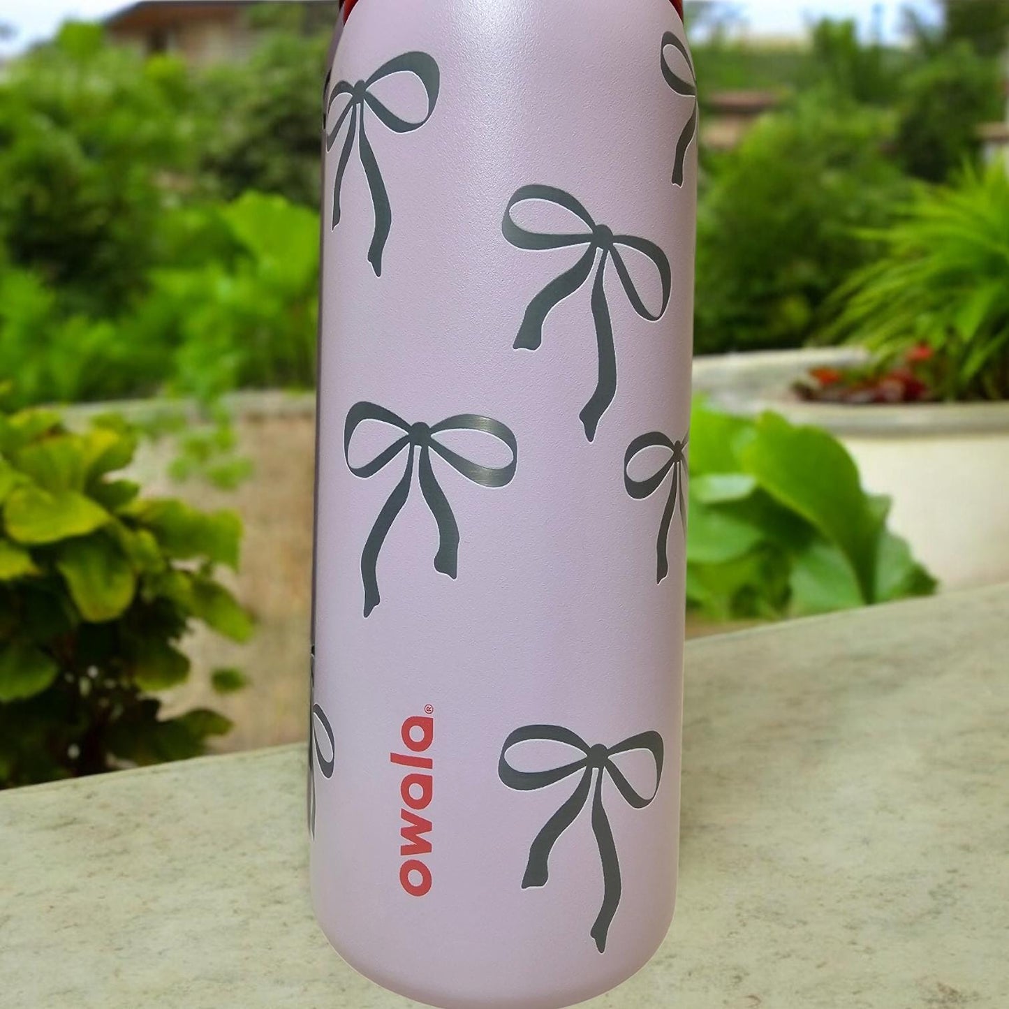 Coquette Engraved Owala 24, 30, 32 and 40 oz Bottle | Silver Bows Design | Elegant & Personalized Drinkware, Freesip and Sway