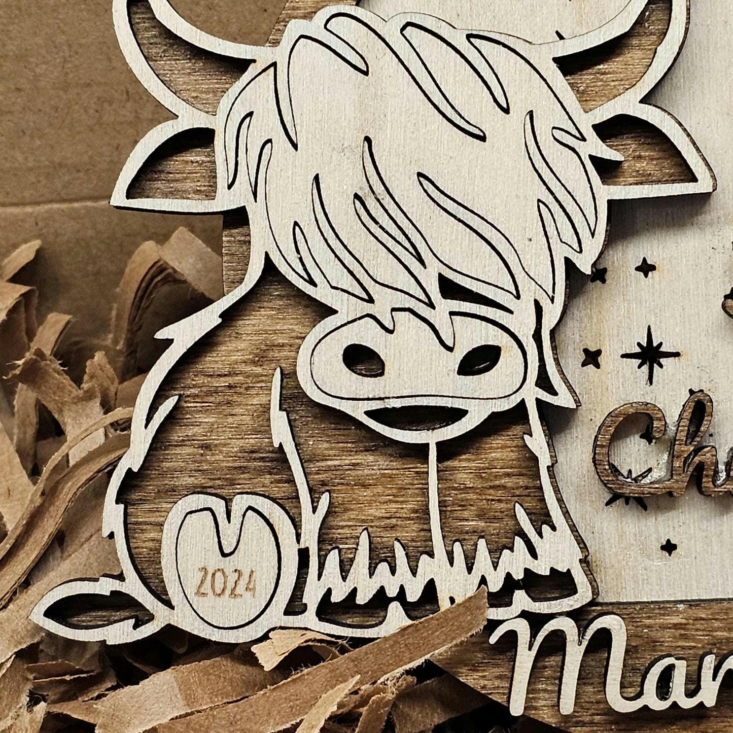 Baby's First Christmas Highland Cow, Cute Cow Ornament, Personalized Baby Gift, Holiday Decor