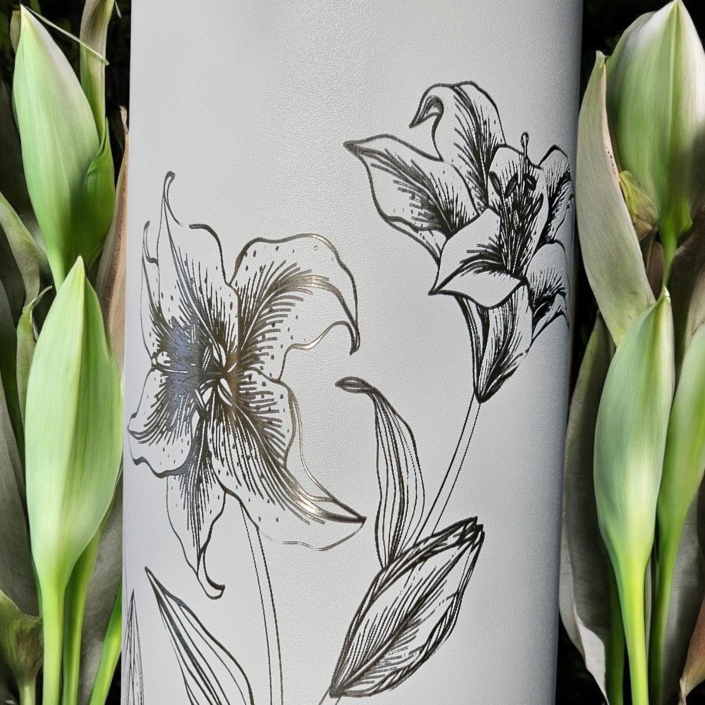 Lily Engraved Owala 24 and 32 oz Bottle | Flower Design | Elegant & Personalized Drinkware
