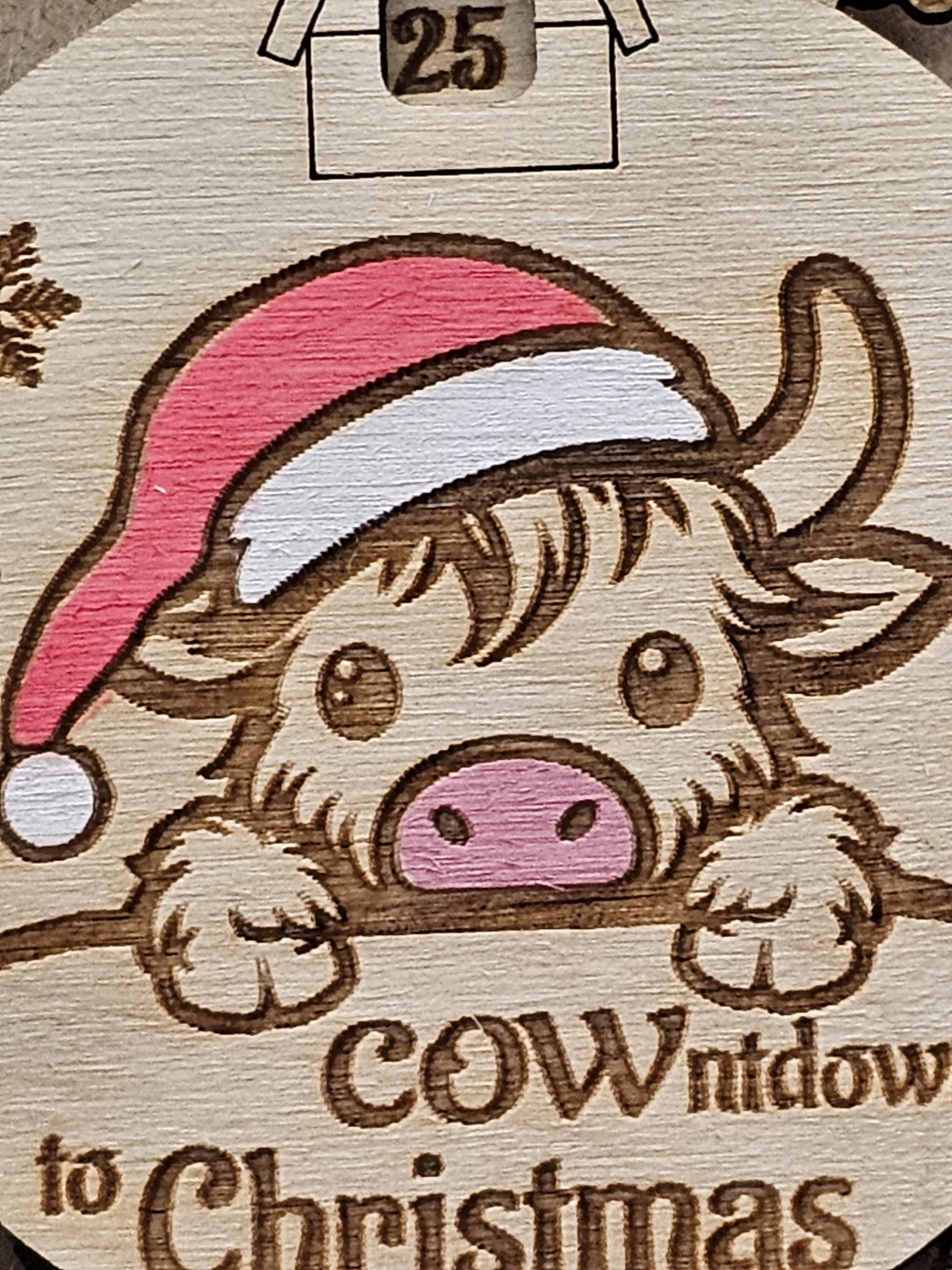 Christmas Countdown Highland Cow, Cute Cow Ornament, Personalized Baby Gift, Holiday Decor
