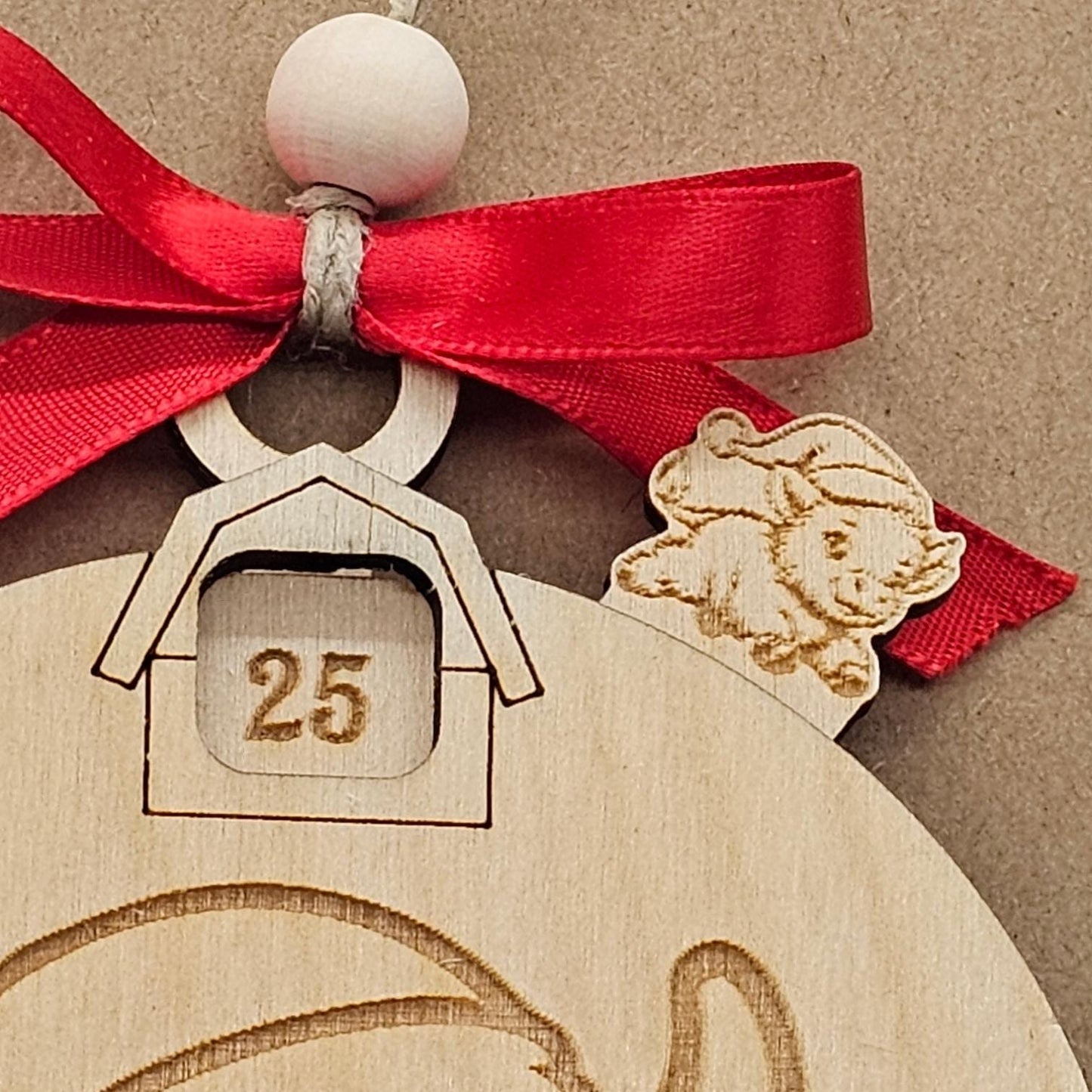 Christmas Countdown Highland Cow, Cute Cow Ornament, Holiday Decor