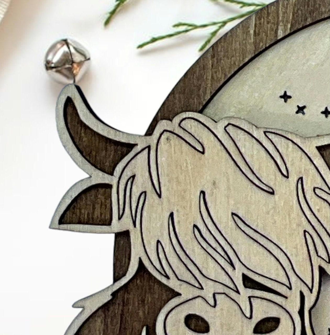 Baby's First Christmas Highland Cow, Cute Cow Ornament, Personalized Baby Gift, Holiday Decor