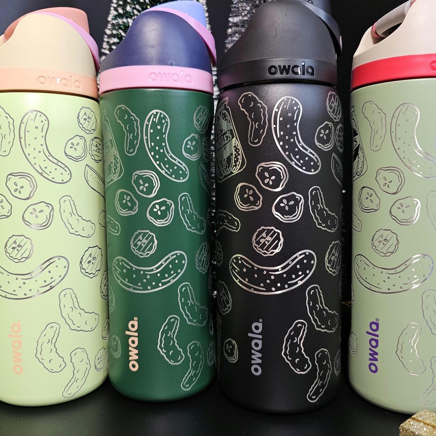 Pickle Engraved Owala 20, 24 and 32 oz Bottle | Pickle Lover Gift | Elegant & Personalized Drinkware