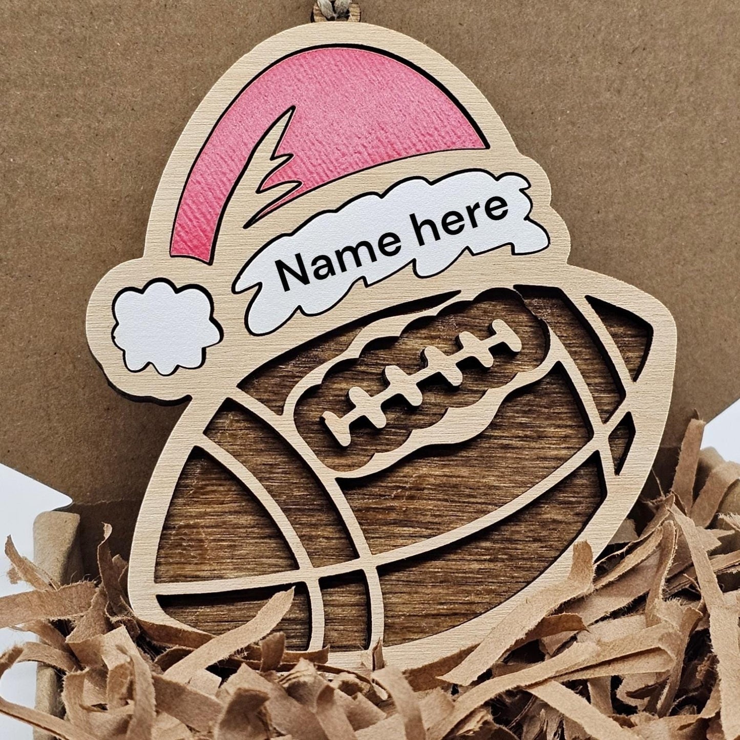 Personalized Santa Football Ornament with Personalization, Custom Name Christmas Decoration, Personalized Holiday Gift