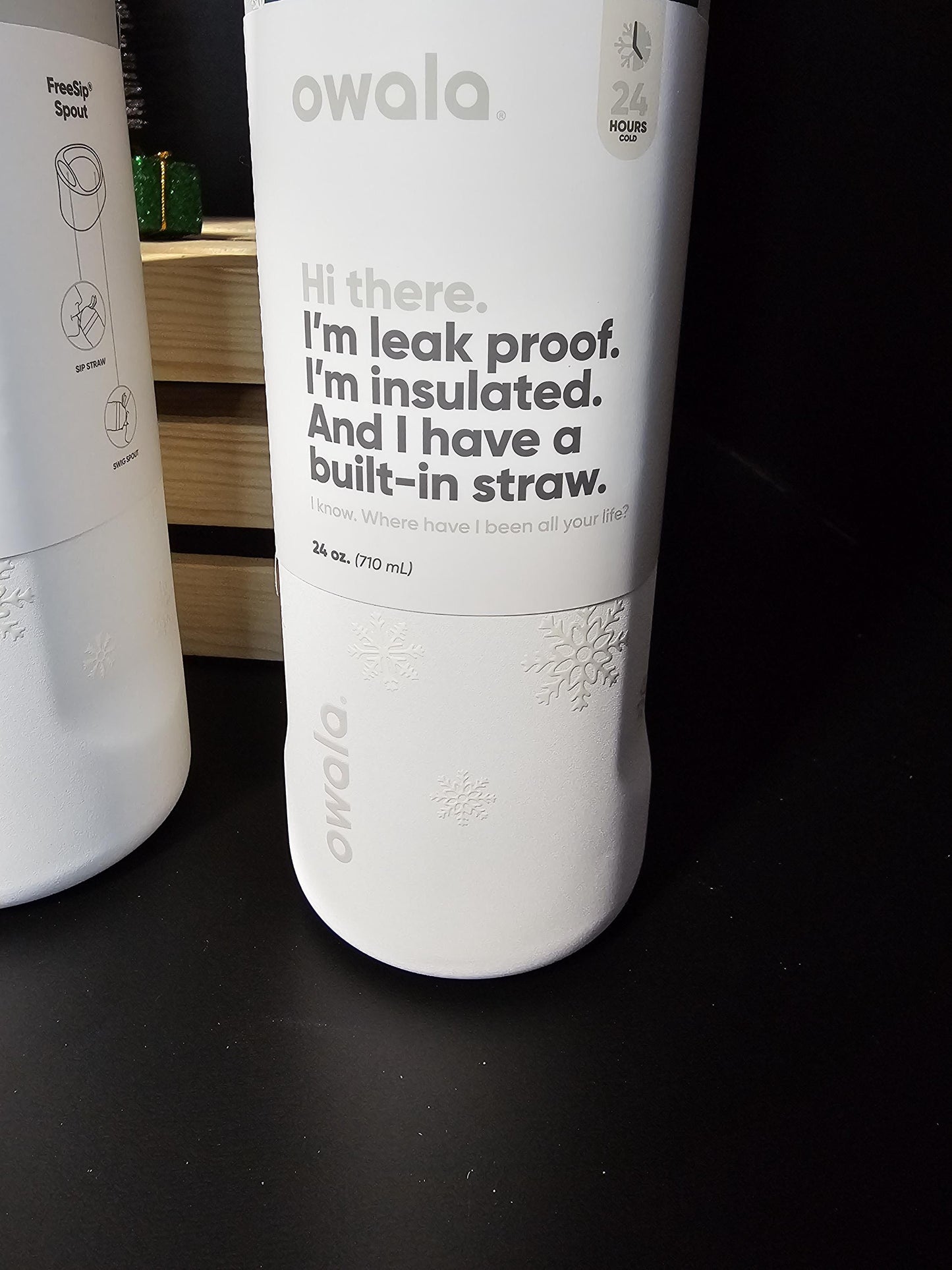 Owala Snowed In Water Bottle: 24 oz BPA-Free Leak Proof Flip Cap