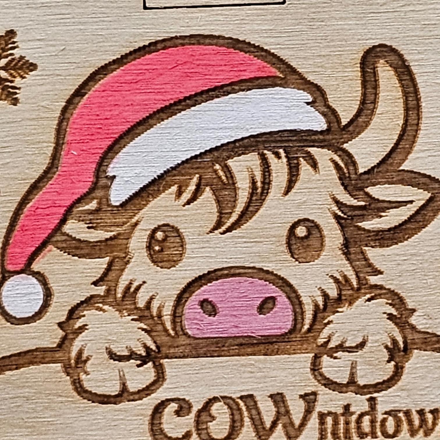 Christmas Countdown Highland Cow, Cute Cow Ornament, Personalized Baby Gift, Holiday Decor