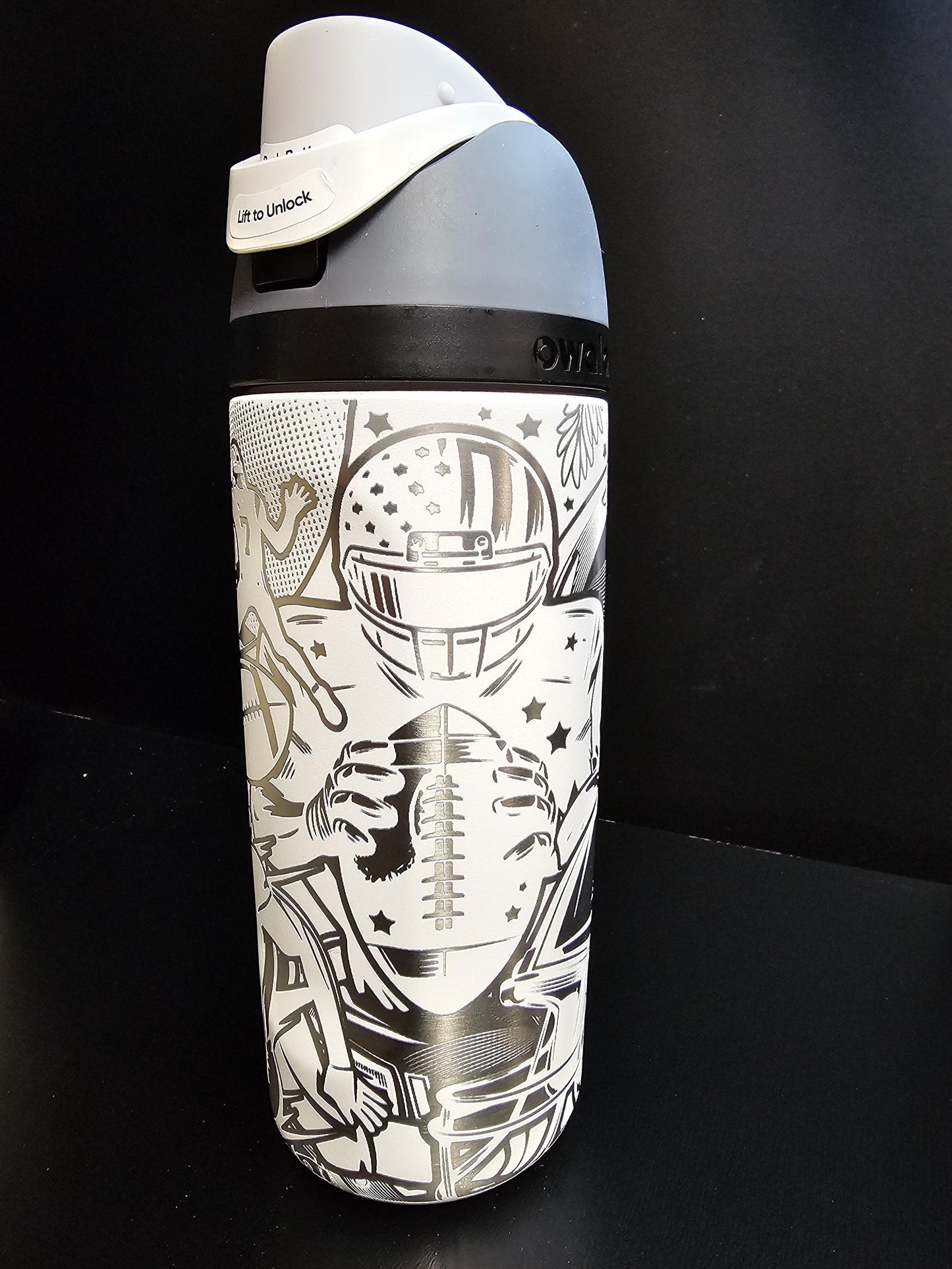 Owala Football Theme Drink Bottle, 40, 32, 30, 24 and 16 ounce BPA-Free Bottle, Flip Cap, leak proof Water Bottle, Sports Enthusiast Gift