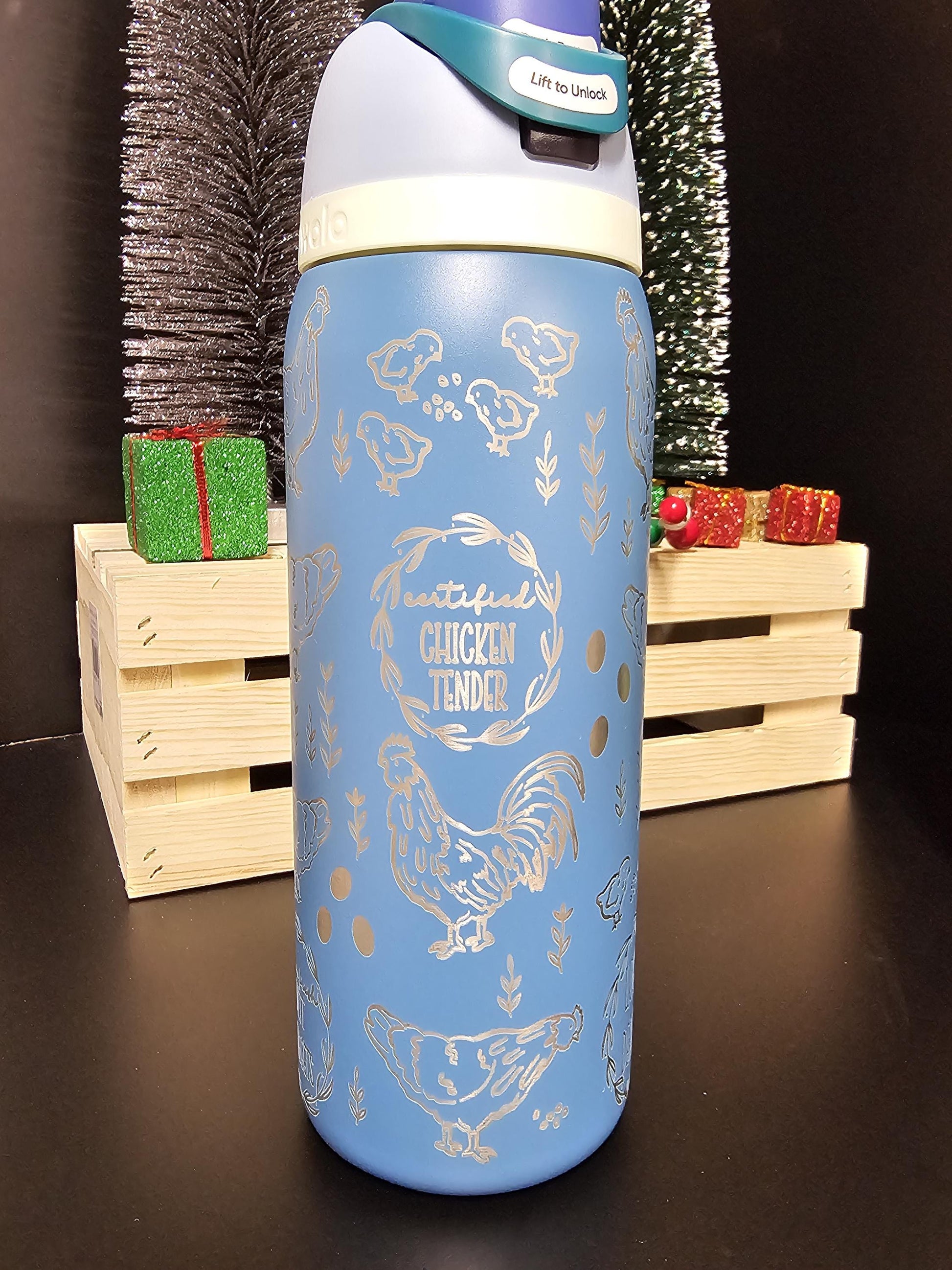 Engraved Chicken Owala Water Bottle: Baby Chick Design freesip or sway