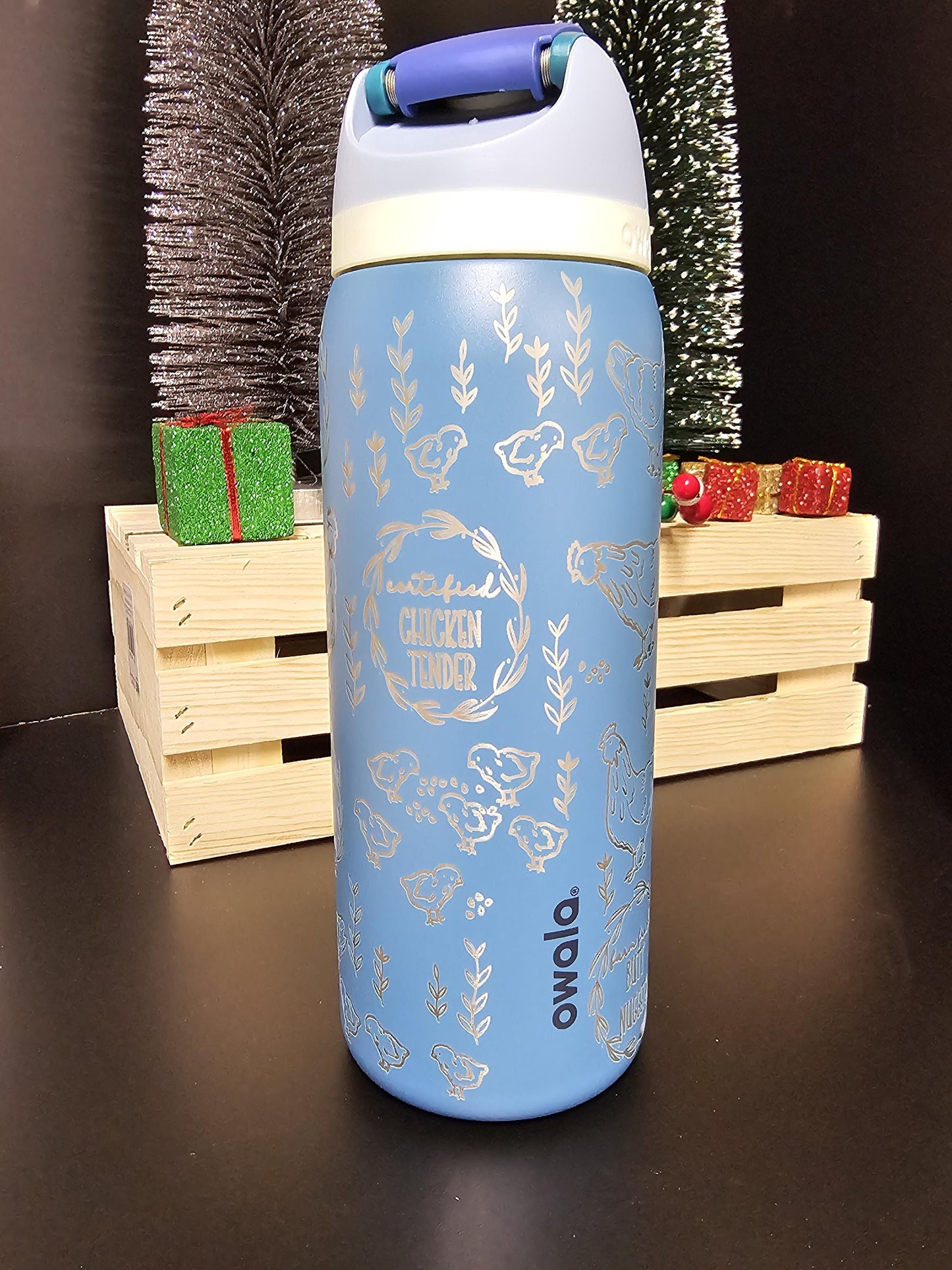 Engraved Chicken Owala Water Bottle: Baby Chick Design freesip or sway