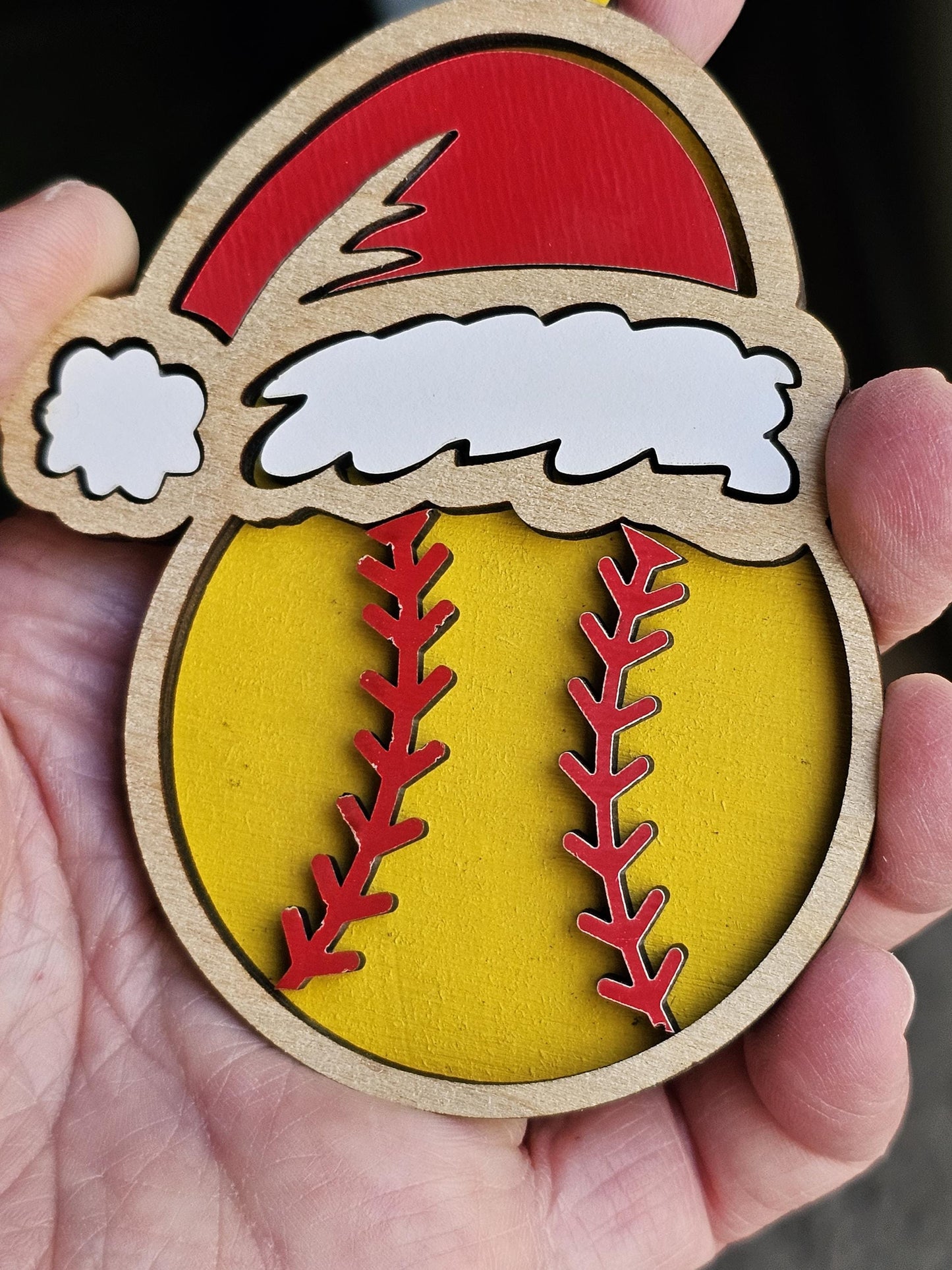Personalized Santa Softtball Ornament with Personalization, Custom Name Christmas Decoration, Personalized Holiday Gift