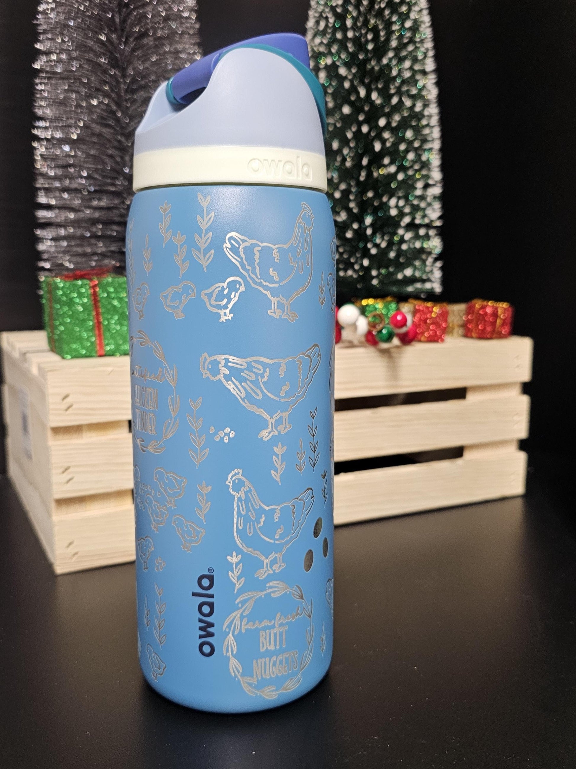 Engraved Chicken Owala Water Bottle: Baby Chick Design freesip or sway