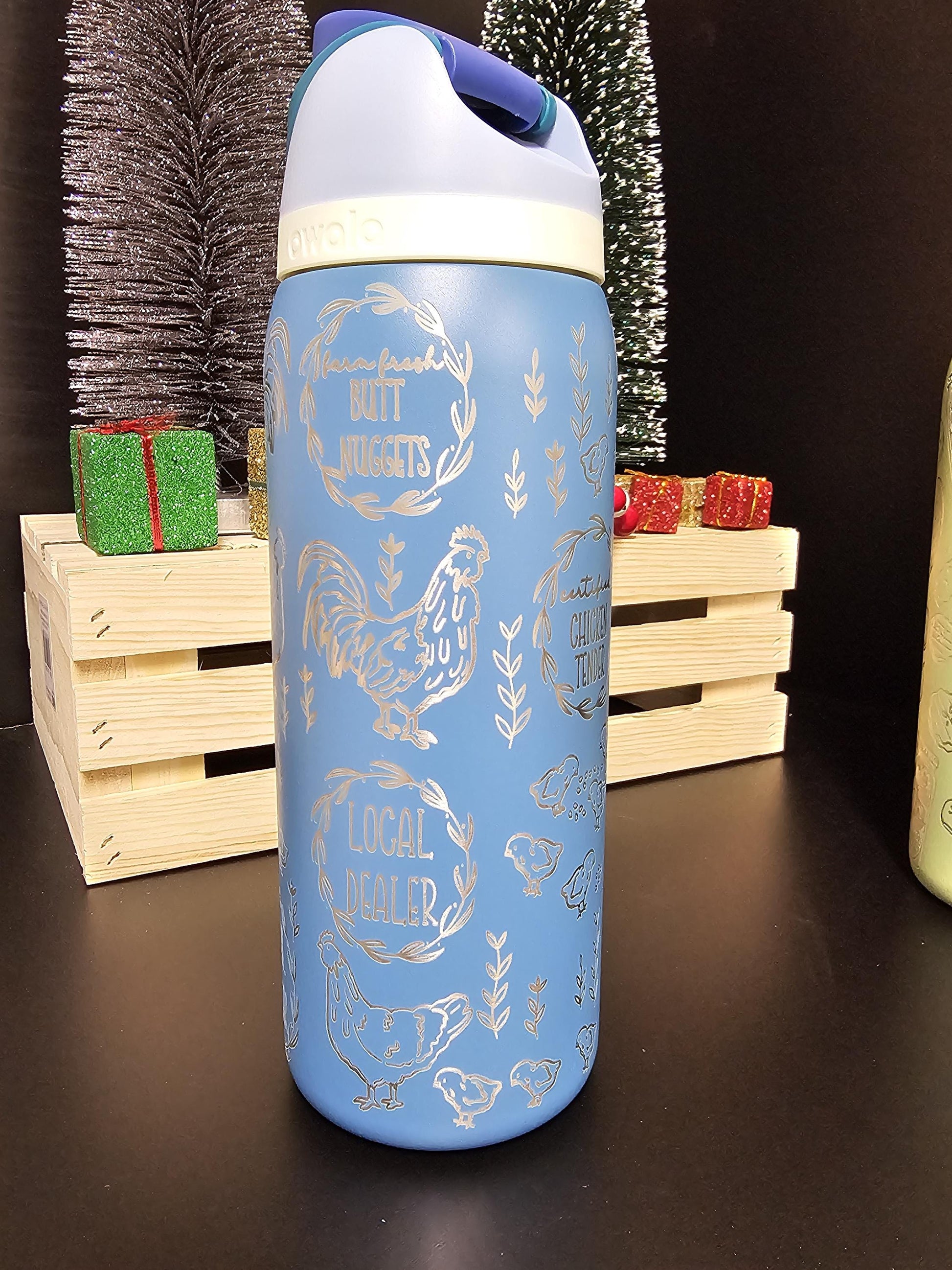 Engraved Chicken Owala Water Bottle: Baby Chick Design freesip or sway