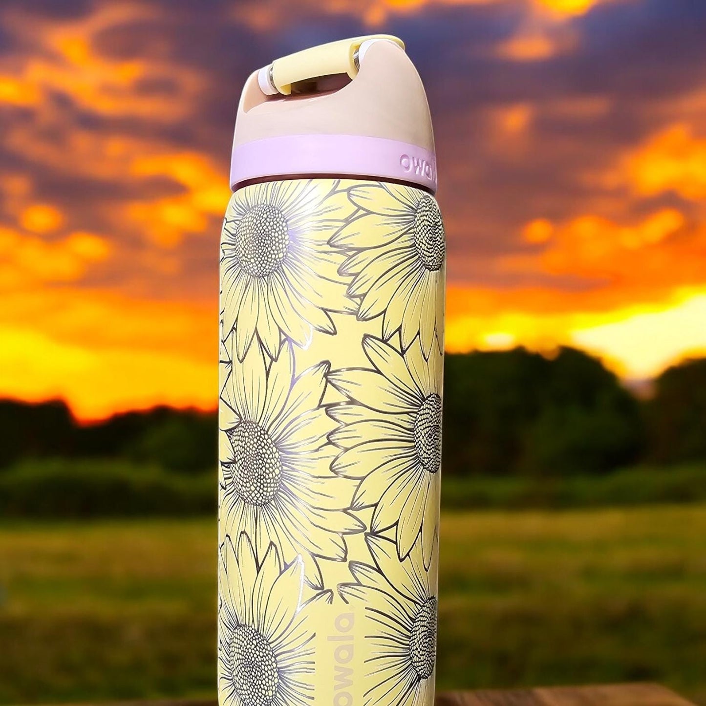 Sunflower Design Owala Water Bottle - 24, 30, 32 and 40 oz | Personalized Drinkware, Owala Sway