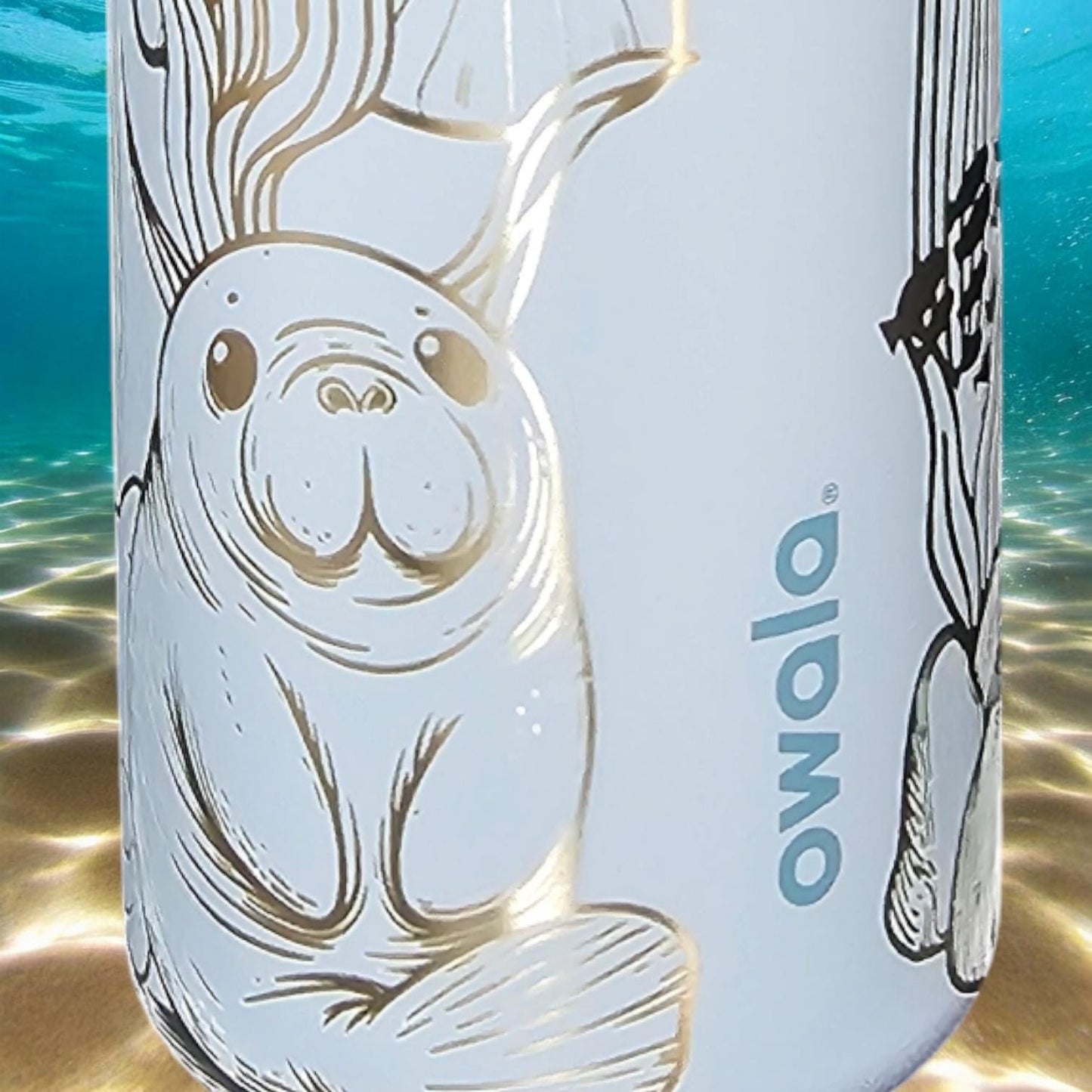 Manatee Engraved Owala 24, 30, 32 and 40 oz Bottle | Elegant & Personalized Drinkware | Freesip and Sway, Hydration Gift for Ocean Lovers