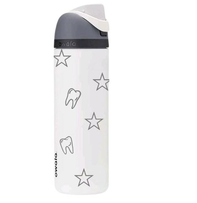 Dental Bow or Stars Owala 24 and 32 oz Bottle | Dental Design | Elegant & Personalized Drinkware