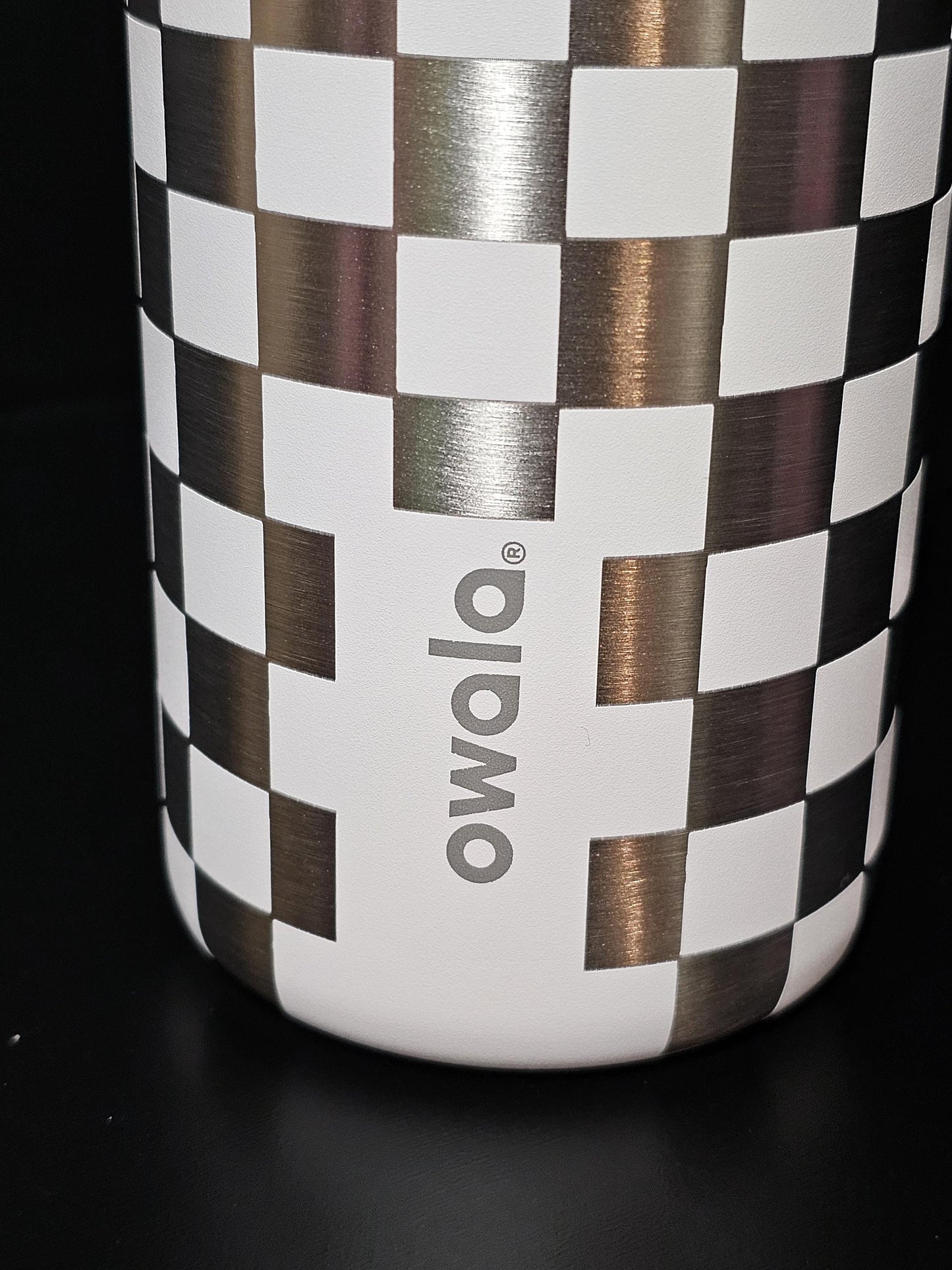 Checkered Owala 20, 24, 30, 32 and 40 oz Bottle | Silver Square Design | Elegant & Personalized Drinkware, Freesip and Sway