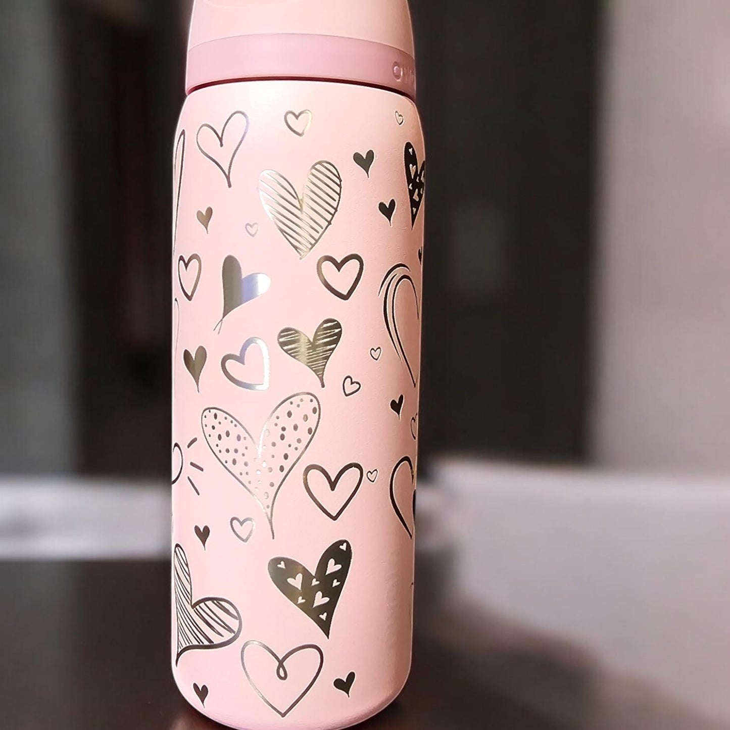 Heart Doodle Engraved Owala 24 and 32 oz Bottle | Valentine's Day Owala