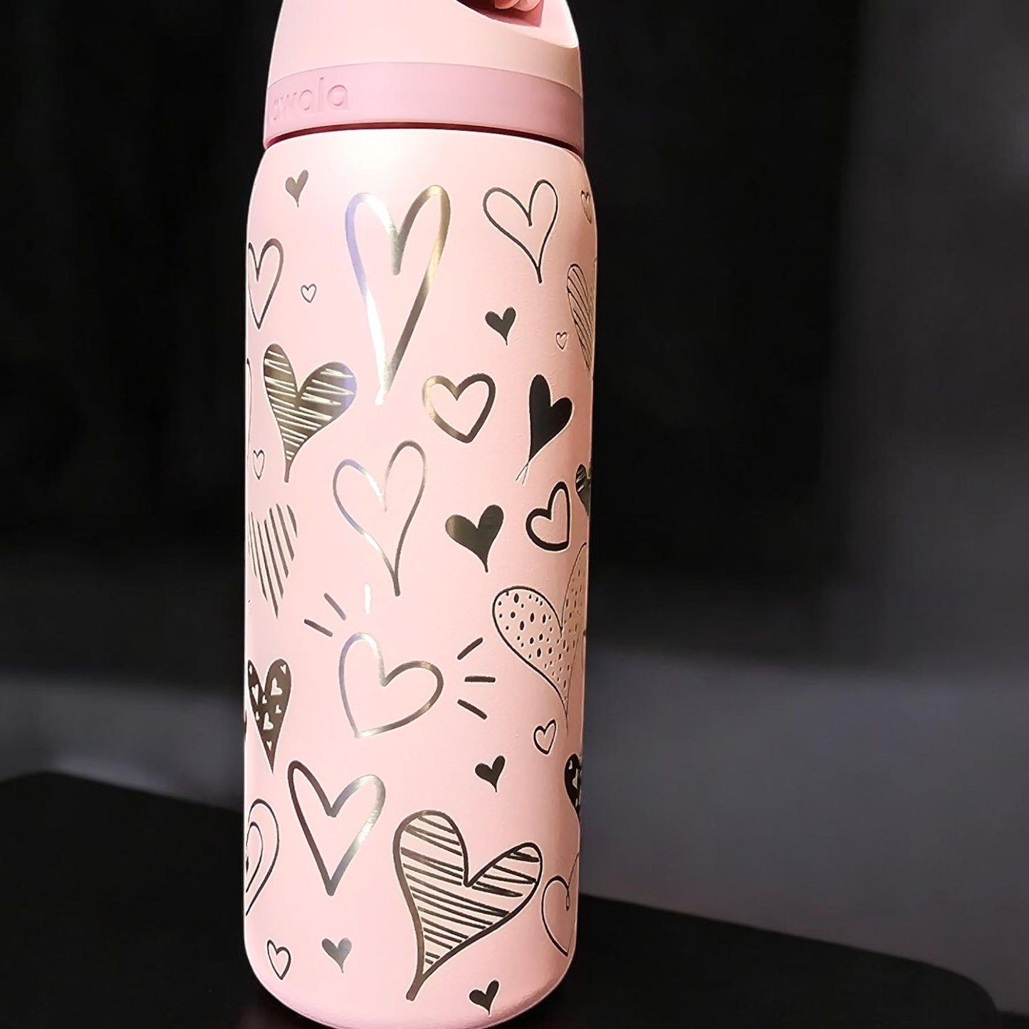 Heart Doodle Engraved Owala 24 and 32 oz Bottle | Valentine's Day Owala