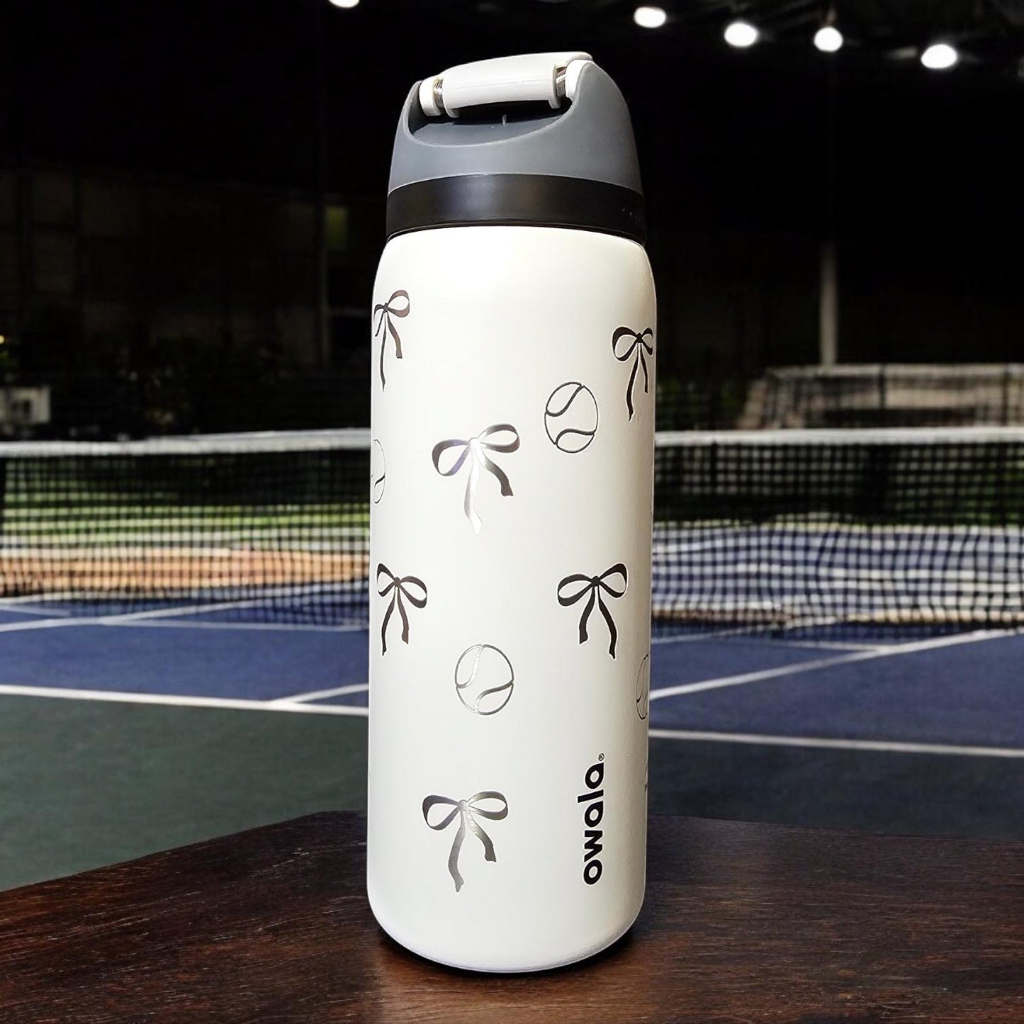 Tennis Bow Owala 24 and 32 oz Bottle | Elegant & Personalized Drinkware