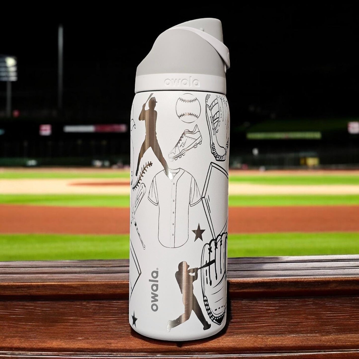 Owala Baseball Theme Drink Bottle, 32, 24 and 16 ounce BPA-Free Bottle, Flip Cap, leak proof Water Bottle, Sports Enthusiast Gift