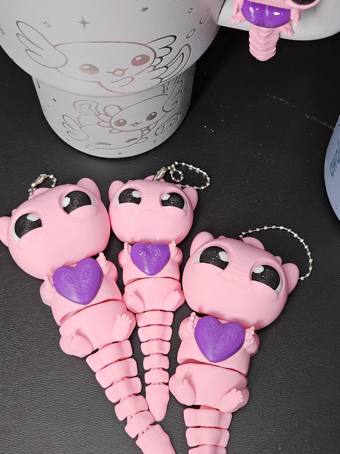 Axolotl Keychain – Cute and Durable | Two Sizes and Chain Options, 3D printed