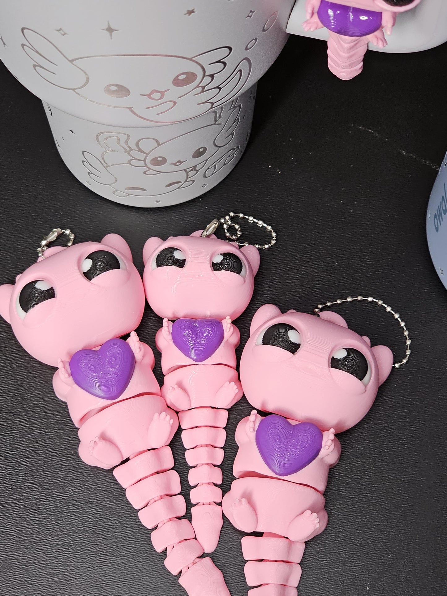 Axolotl Keychain – Cute and Durable | Two Sizes and Chain Options, 3D printed