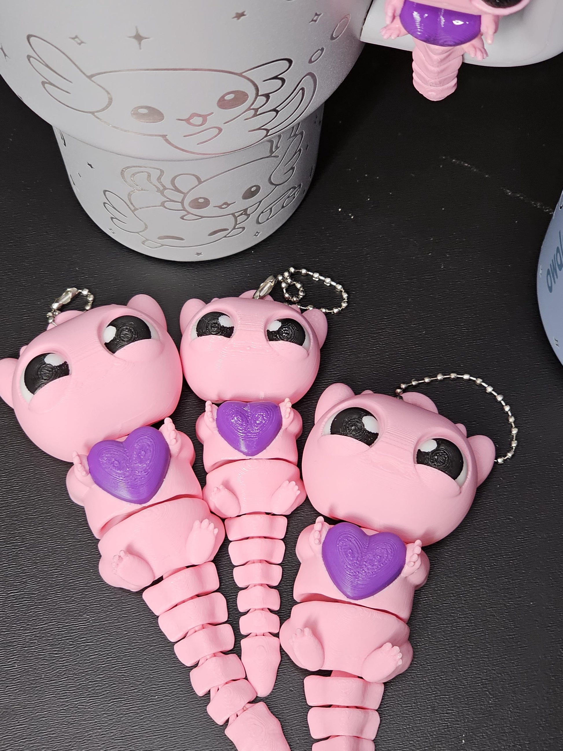 Axolotl Keychain – Cute and Durable | Two Sizes and Chain Options, 3D printed