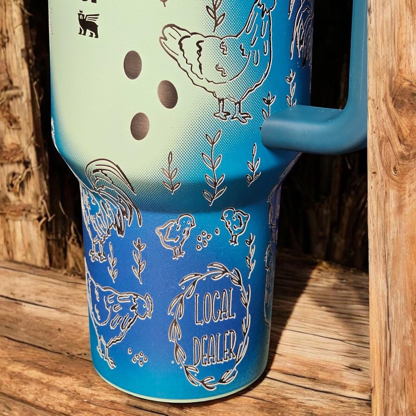 Engraved Chicken Stanley Bottle: 30 or 40 oz, Floral Design