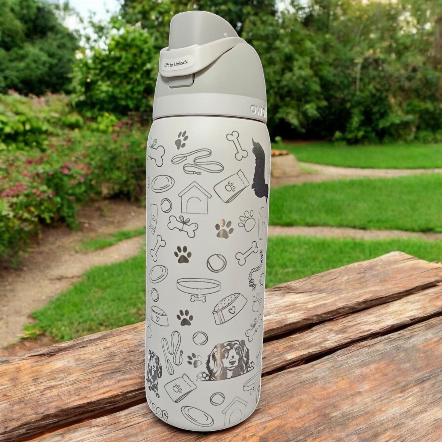 Dachshund Owala 20, 24 and 32 oz Bottle | Custom Engraved Owala free sip and Smooth sip bottles, long hair Dachshund