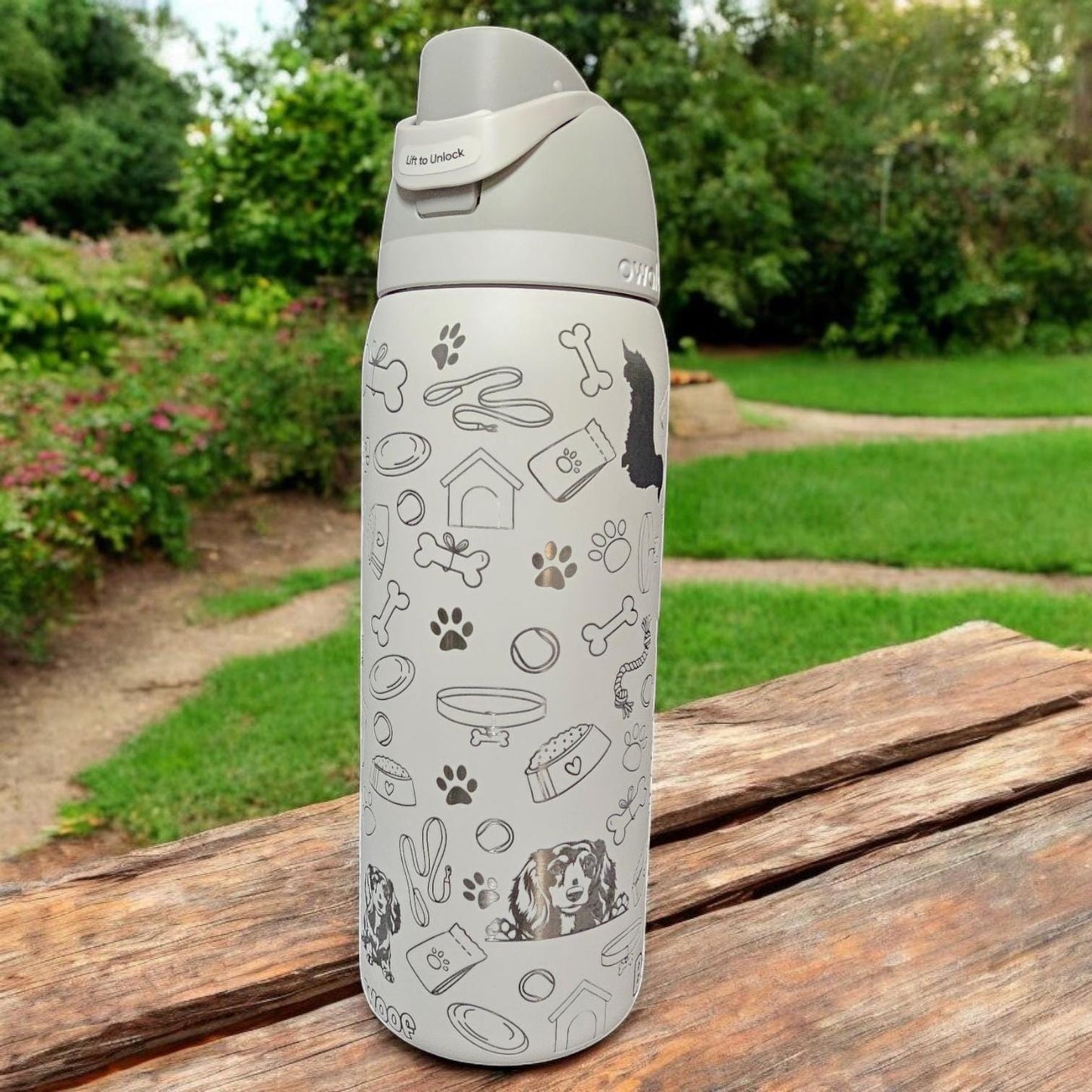 Engraved Dachshund Owala Water Bottle: Long Haired Weiner Dog